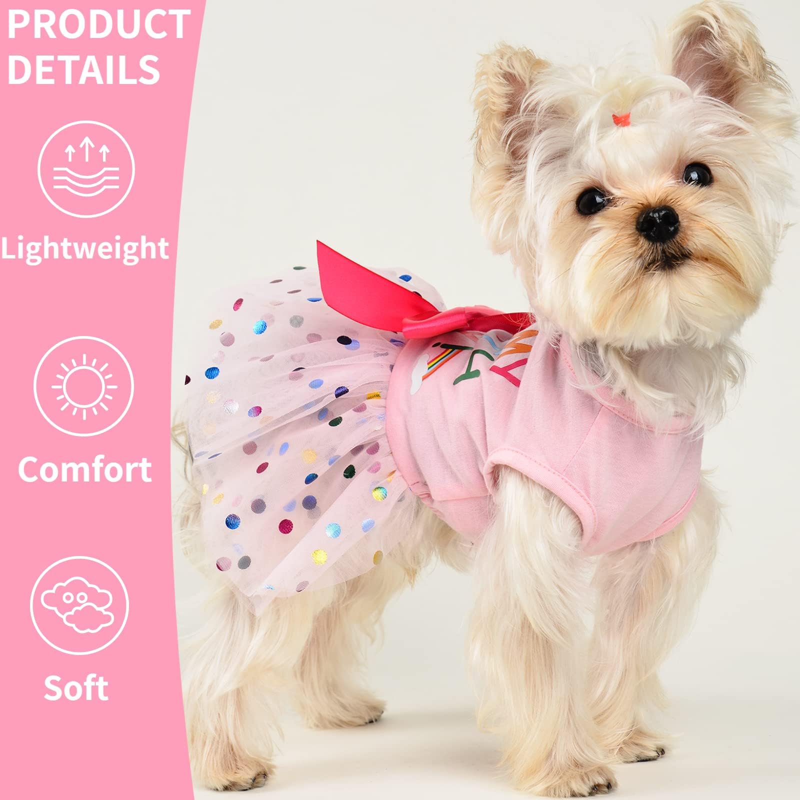 Small Dog Dresses for Puppies - Cute Pet Costume Clothes for Chihuahua, Yorkie & Cats | Summer & Spring Apparel | Pink Birthday Outfit (XS) | Perfect for Parties, Photo Shoots & Special Occasions