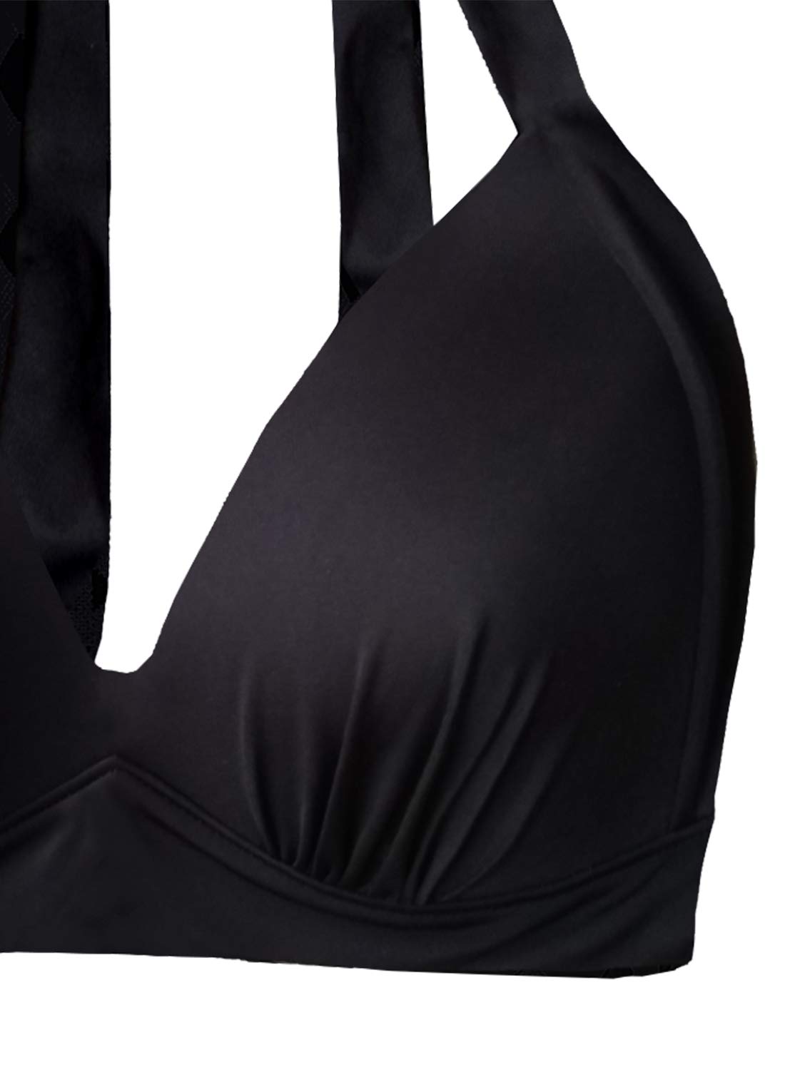 Balasami Women's Vintage 50s Halter Neck Tie Knot Back Soft Molded Padding Bikini Top Swimsuit Bathing Suit - Retro Beachwear for Pool Party & Summer Vacation