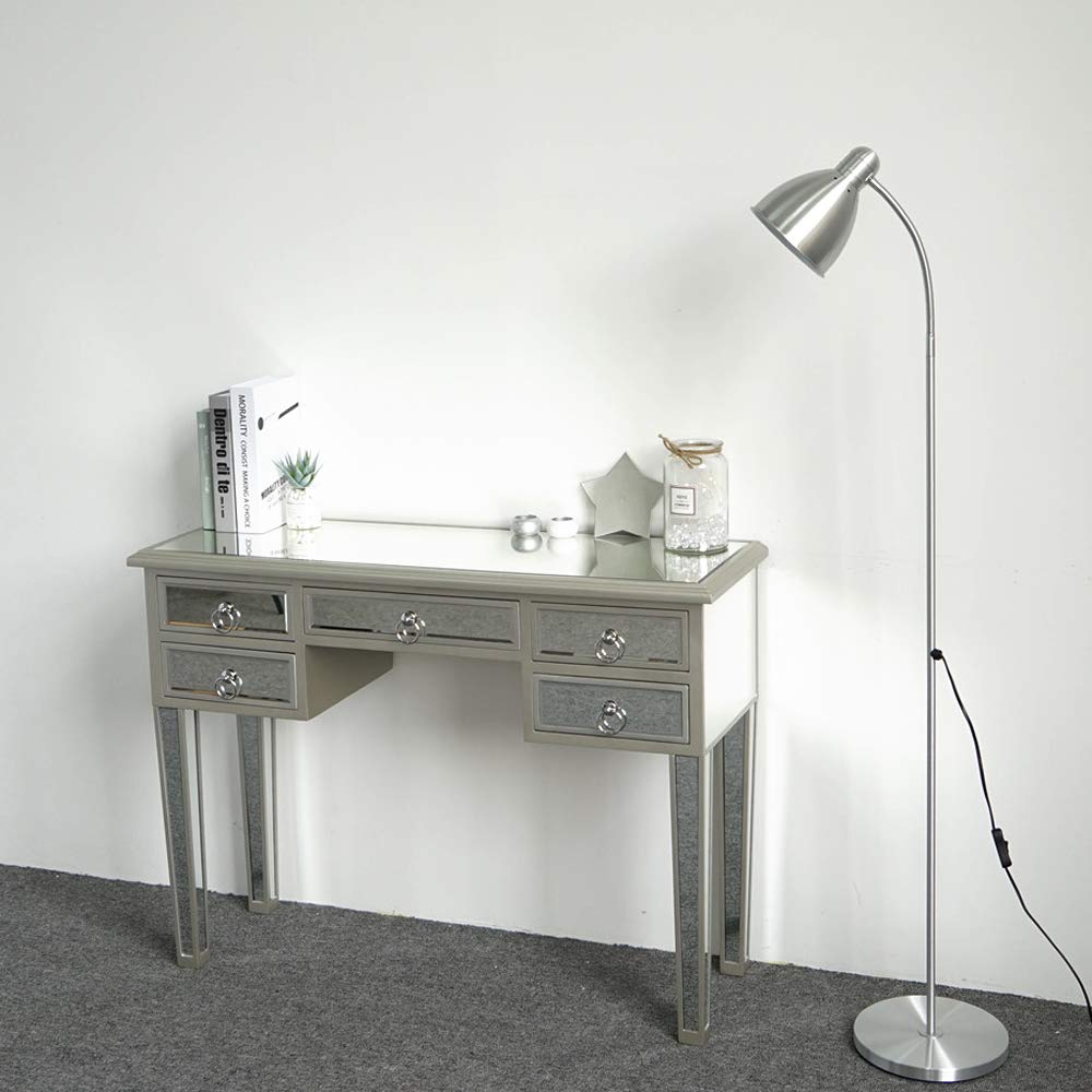 Pannow Mirrored Console Table with 5 Drawers - Elegant Makeup Vanity Desk & Home Office Writing Table - Smooth Finish for Bedroom, Living Room & Dressing Area