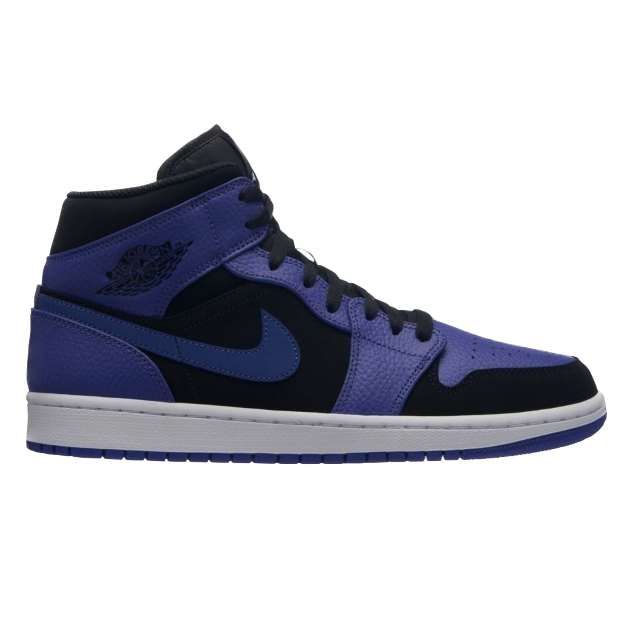 Air Jordan 1 Mid Sneakers - Black & Dark Concord Colorway - Men's Basketball Shoes for Casual Wear & Street Style