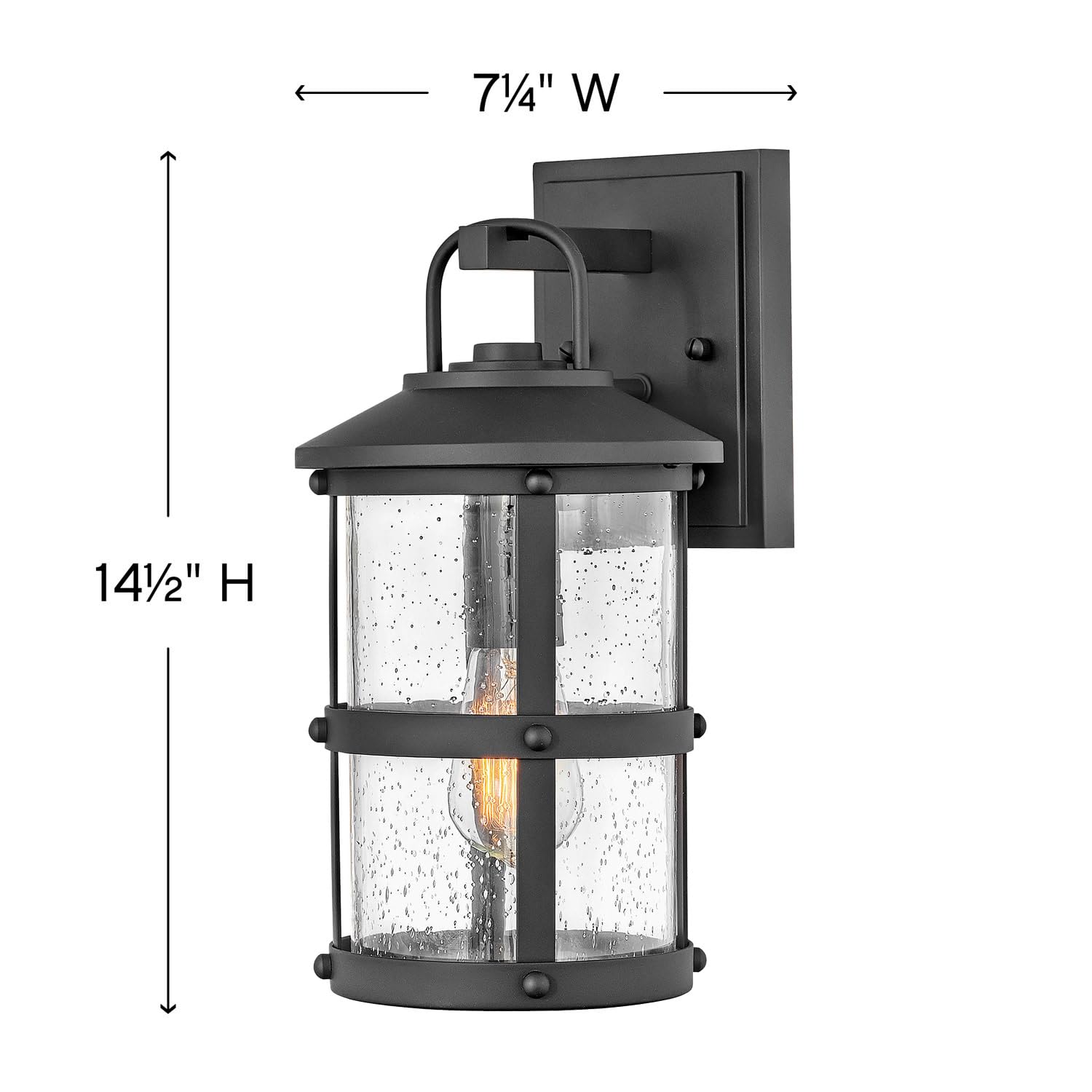 Hinkley Lakehouse 2680BK Small Outdoor Wall Lantern - Coastal & Nautical Style Black Wall Sconce with Clear Seedy Glass - Perfect for Porch, Patio, Garden, and Beach House Lighting