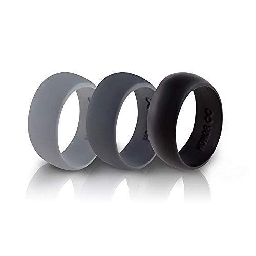 HonorGear Silicone Wedding Rings for Men - 3 Pack Comfort Fit Durable Wedding Bands for Active Lifestyles, Gym, Sports & Outdoor Activities