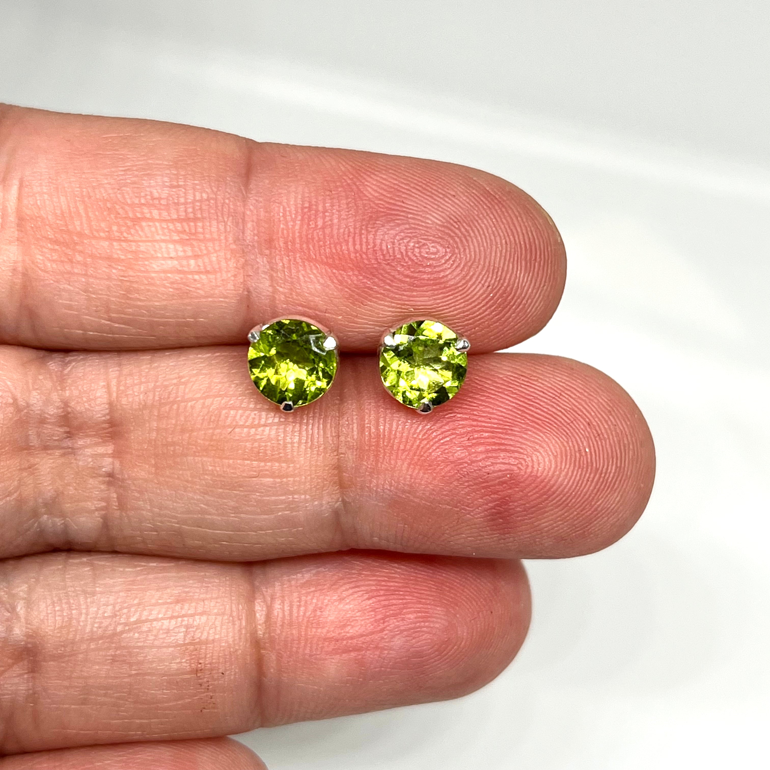 7mm Round Faceted Gemstone Stud Earrings - 3 Prong Set for Women (PSE006) | Perfect for Everyday Wear, Parties & Gifts