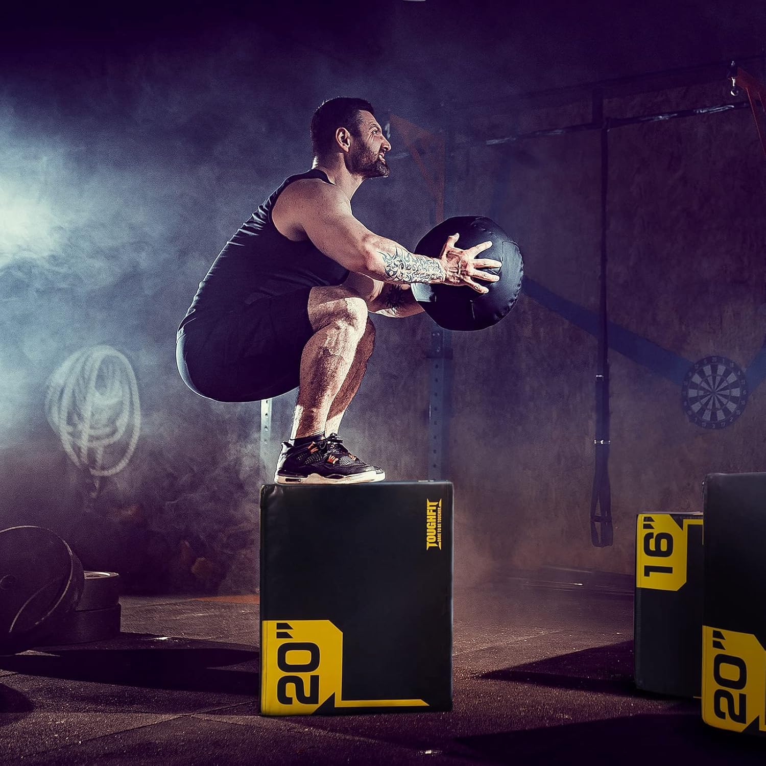 3-in-1 Adjustable Height Foam Plyo Box - Premium Jump Box for CrossFit, MMA & Home Gym Workouts - High-Density PVC Platform for Plyometric Training - Perfect for HIIT, Strength Training & Fitness Routines