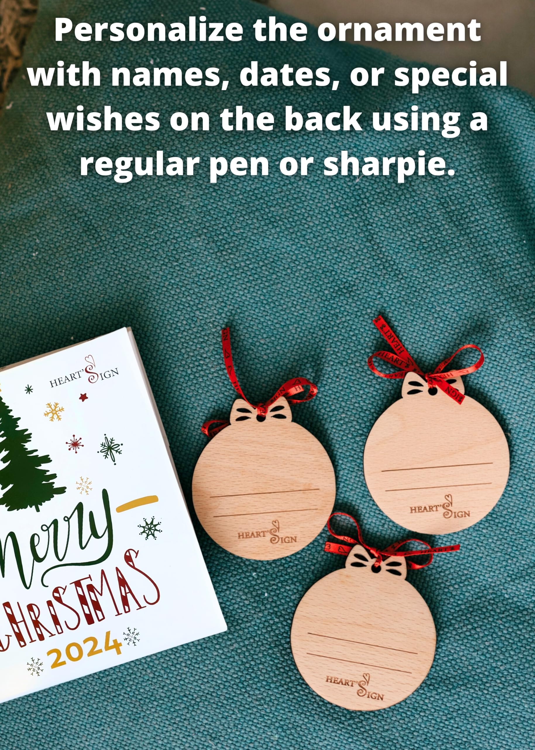Heart's Sign First Christmas in Our New Home Ornament 2024 - Set of 3 Ceramic Keepsakes | Personalized New House Gift for Newlyweds, Couples & First-Time Homeowners | Perfect for Housewarming, Christmas Tree Decor & Holiday Memories