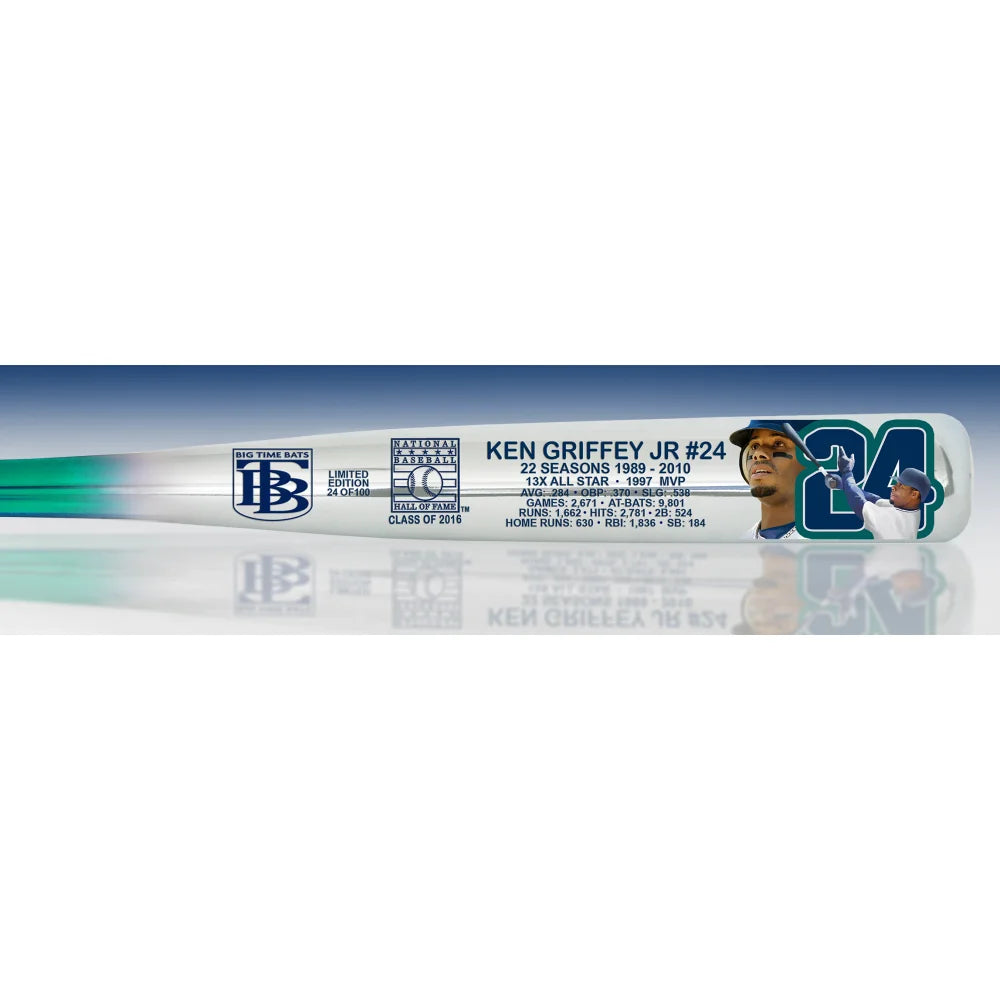 Ken Griffey Jr. Hall of Fame Seattle Mariners Chrome Splash Baseball Bat #D/100 - Limited Edition Collectible for Baseball Fans & Memorabilia Enthusiasts - Perfect for Display, Gifts, and Sports Collections