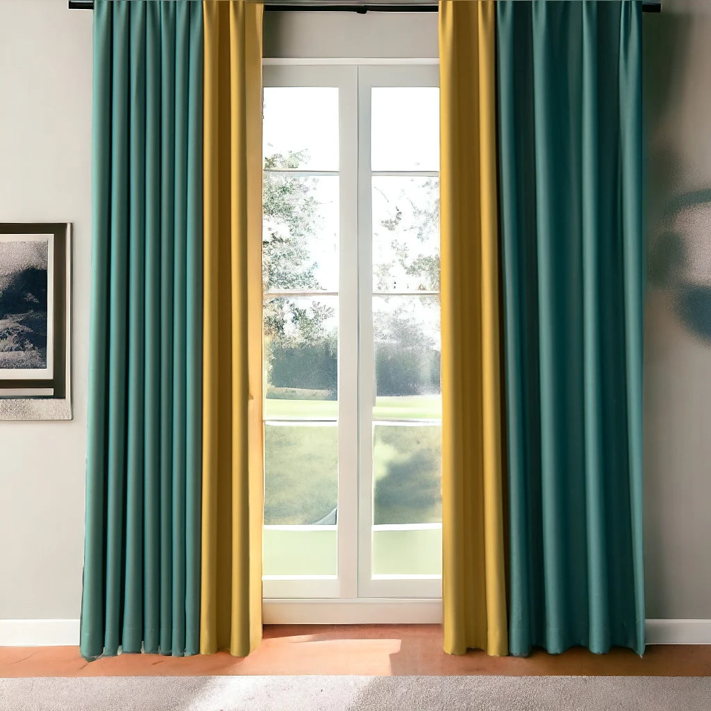 Elisa Color Block Thermal Blackout Custom Curtains for Bedroom & Living Room - Noise Reducing & Energy Efficient Window Treatments