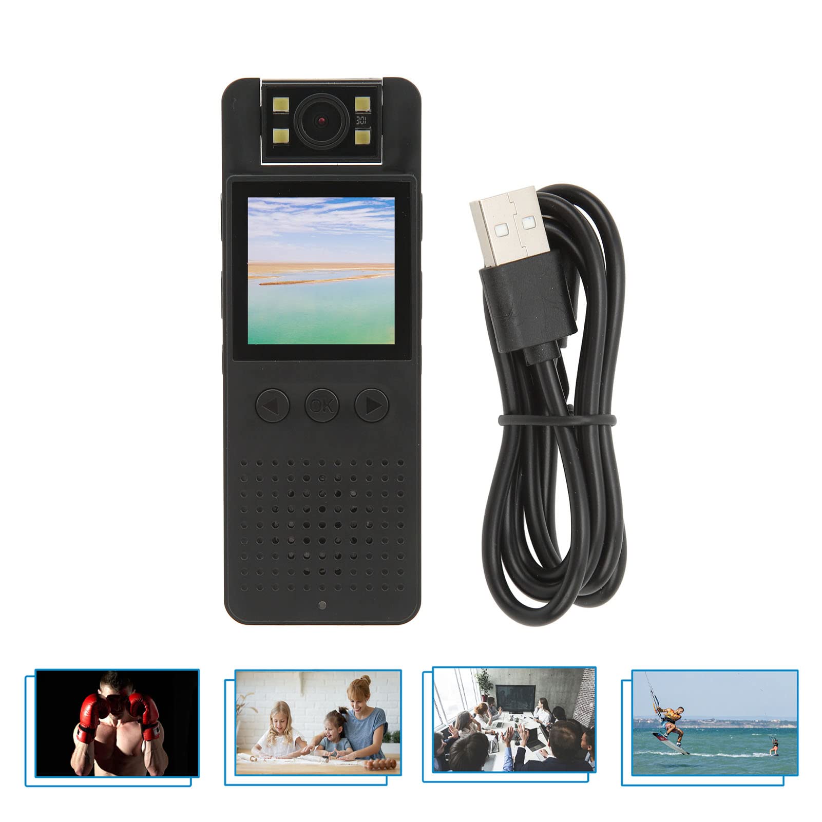 1080P HD Body Camera with 180° Rotatable Lens & OLED Screen - 32GB Wearable Camcorder with Audio Recording for Law Enforcement, Security Guards, Home & Outdoor Surveillance