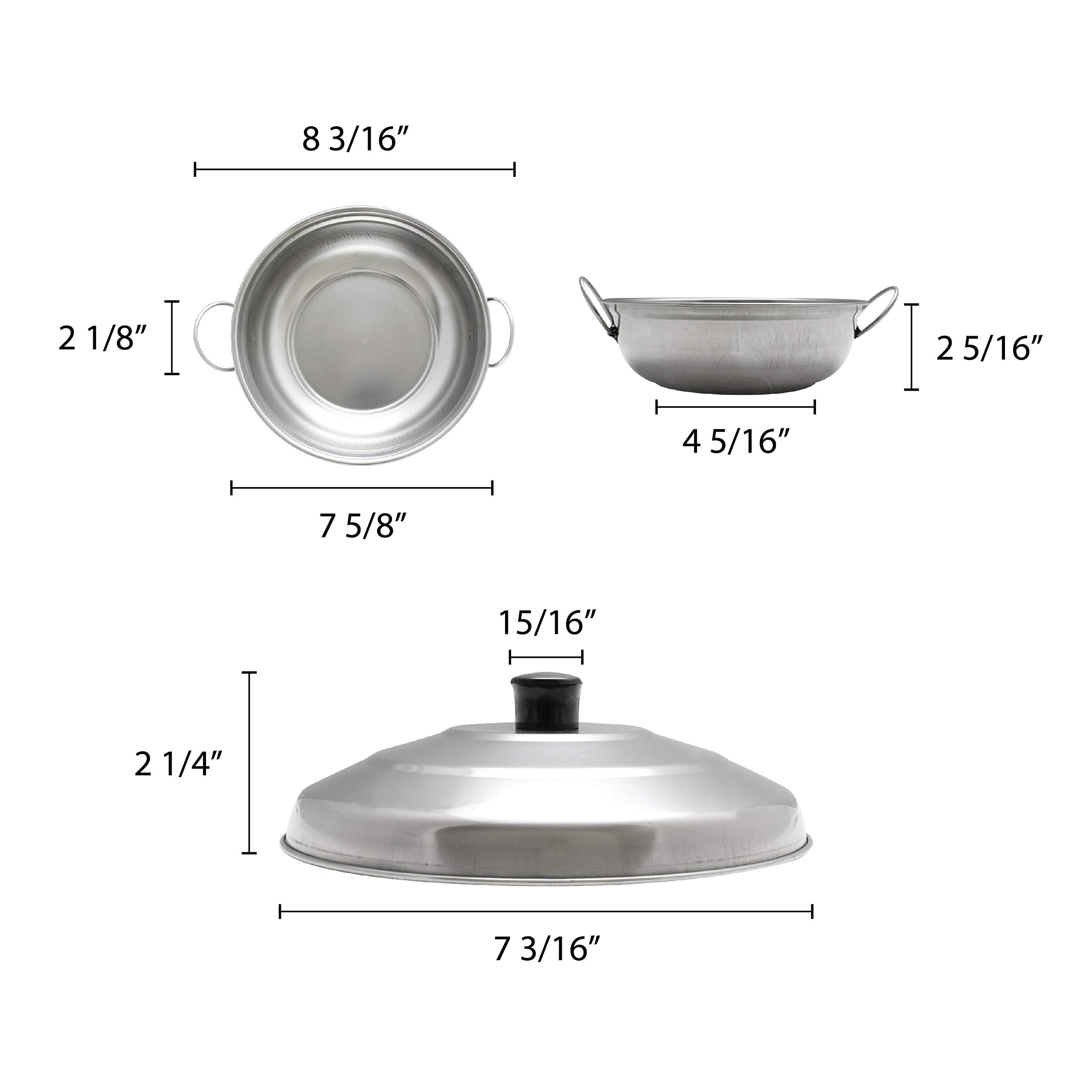 Thunder Group 7.5-Inch Stainless Steel Chafer Body with Plastic Knob Handle Wok - Perfect for Buffets, Catering & Asian Cooking