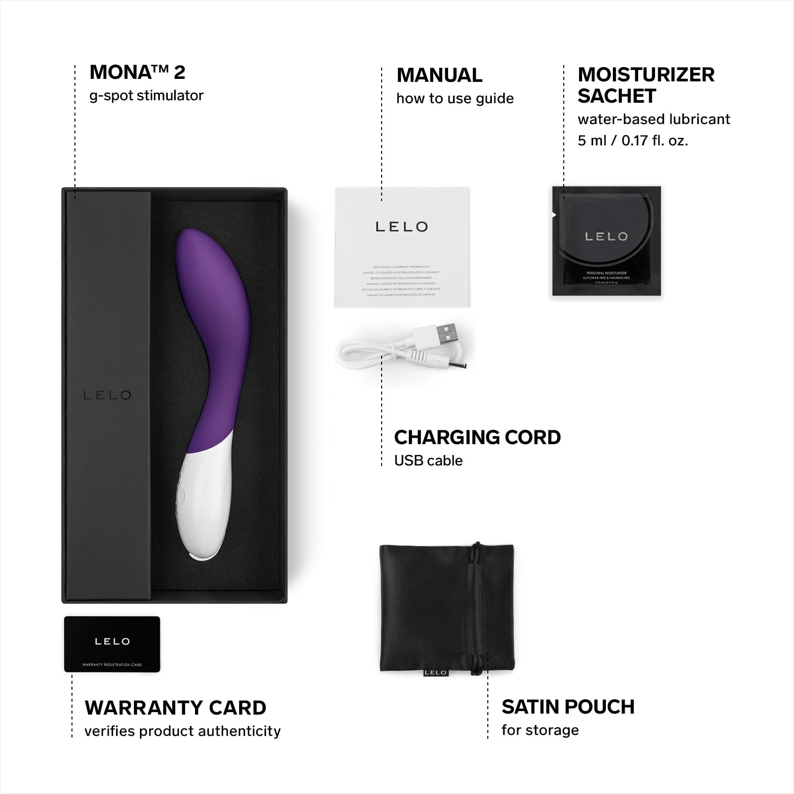LELO Mona 2 G Spot Vibrator for Women - 6 Powerful Vibration Modes, Ergonomic Curved Design for G Spot Stimulation, Discreet & Quiet Adult Sex Toy (Purple) - Perfect for Solo Play, Couples Intimacy & Sensual Exploration