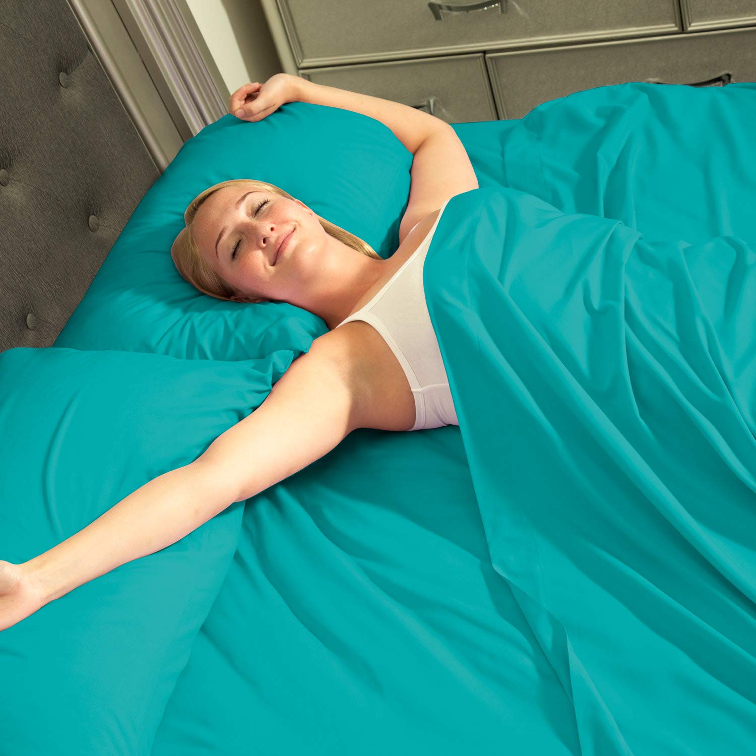 Premium California King Sheets Set - Ultra Soft Brushed Microfiber 4-Piece Bedding with 14