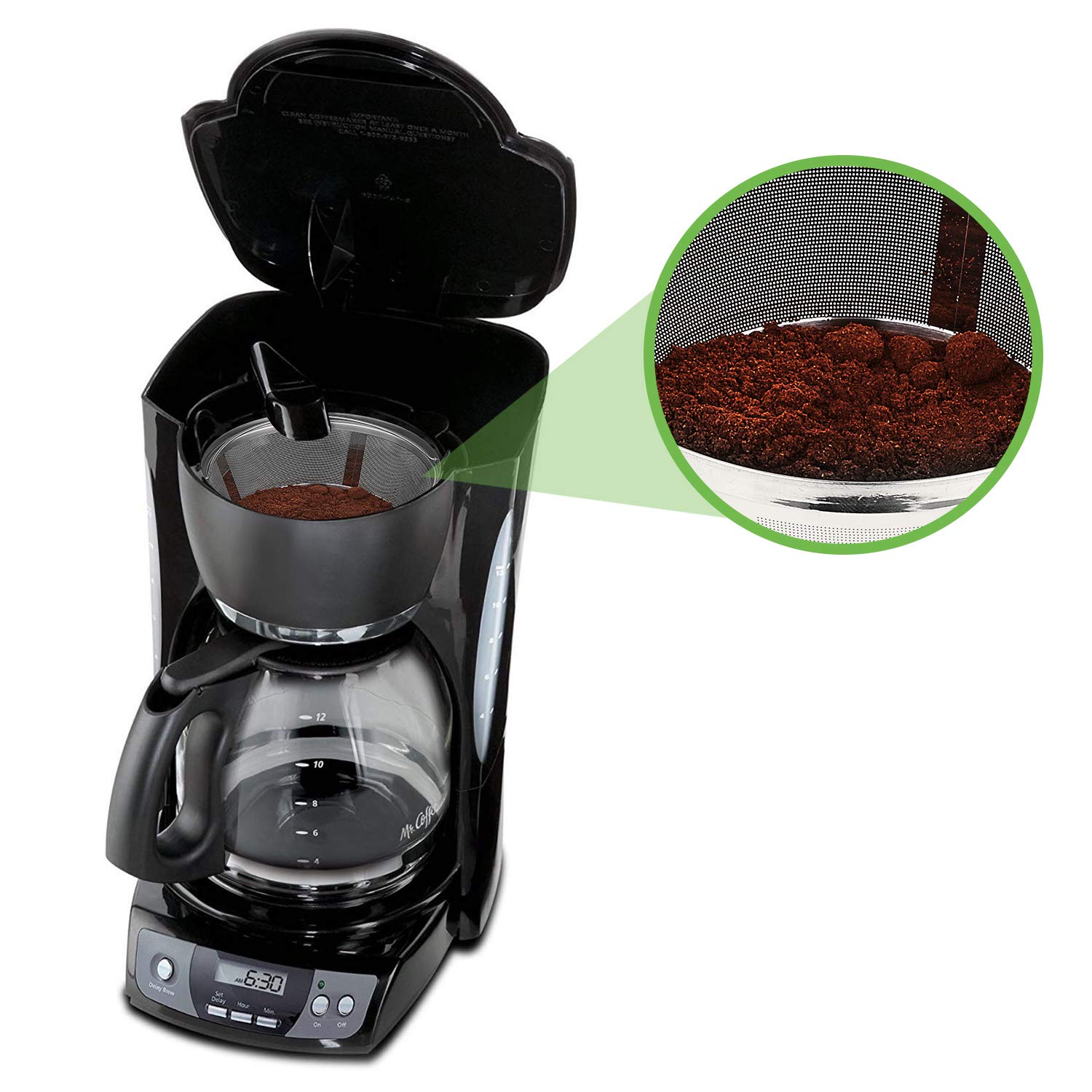 Premium Stainless Steel Reusable Coffee Filter Basket - 8-12 Cup Durable Permanent Coffee Filter Compatible with Mr. Coffee & Black+Decker Coffee Makers - Perfect for Home, Office, and Camping Use