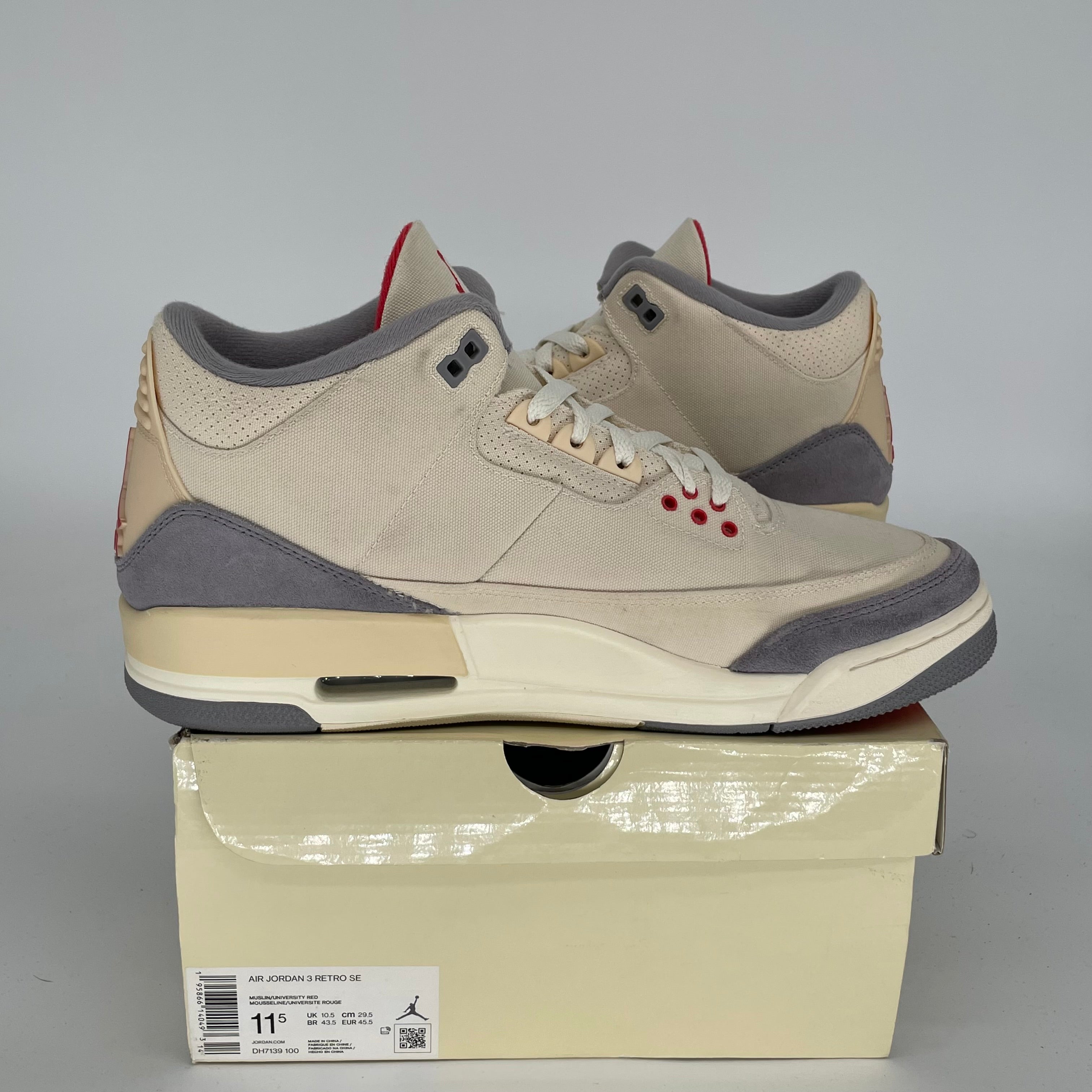 Authentic Air Jordan 3 Retro 'Muslin' Sneakers - Men's Size 11.5 (DH7139-100) | Basketball Shoes for Men, Streetwear Fashion & Casual Wear