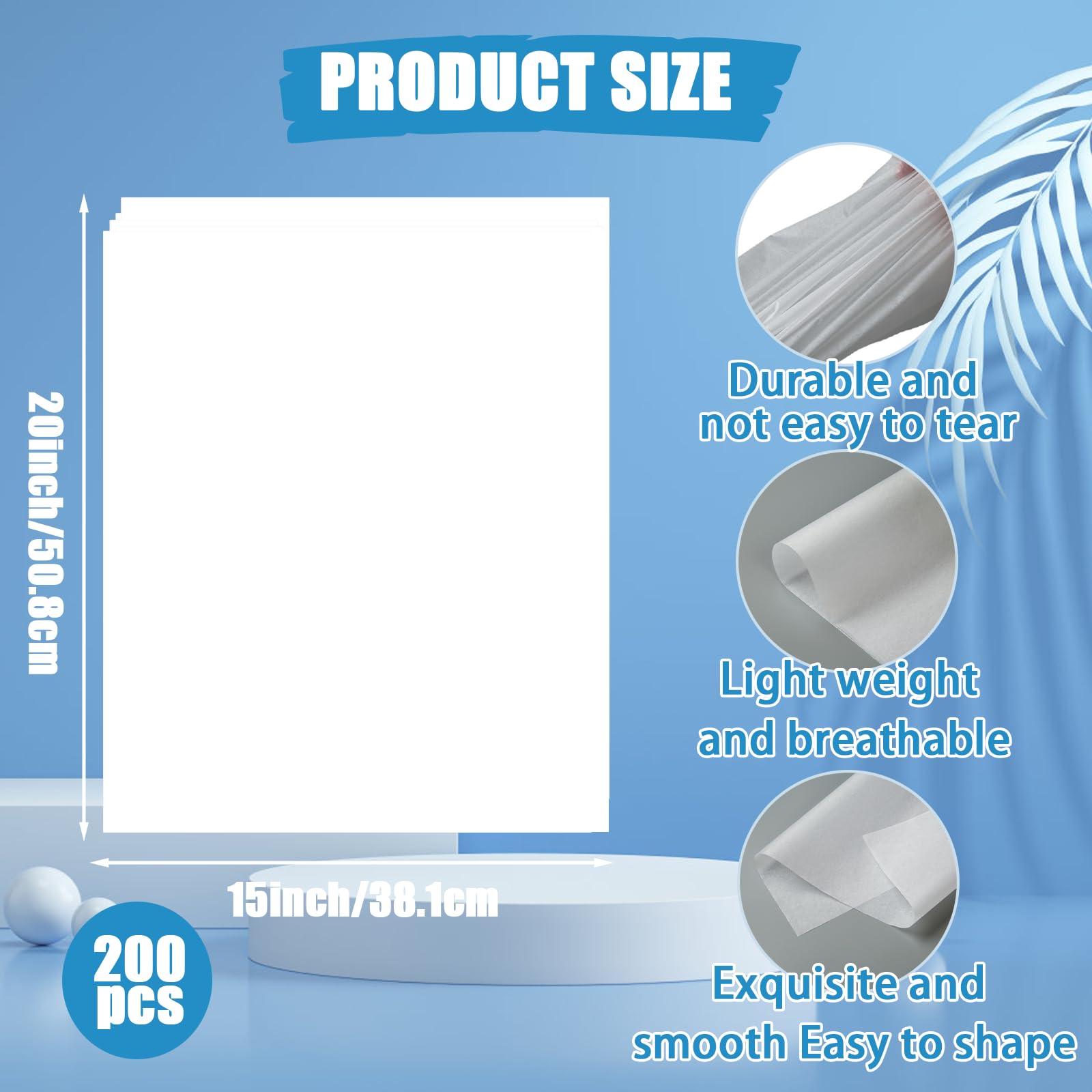 200 Pcs Acid-Free Archival Tissue Paper - 15x20 Inch White Unbuffered Interleaving Paper for Clothes, Textiles & Jewelry Storage - Perfect for Gift Wrapping, Scrapbooking & Art Preservation