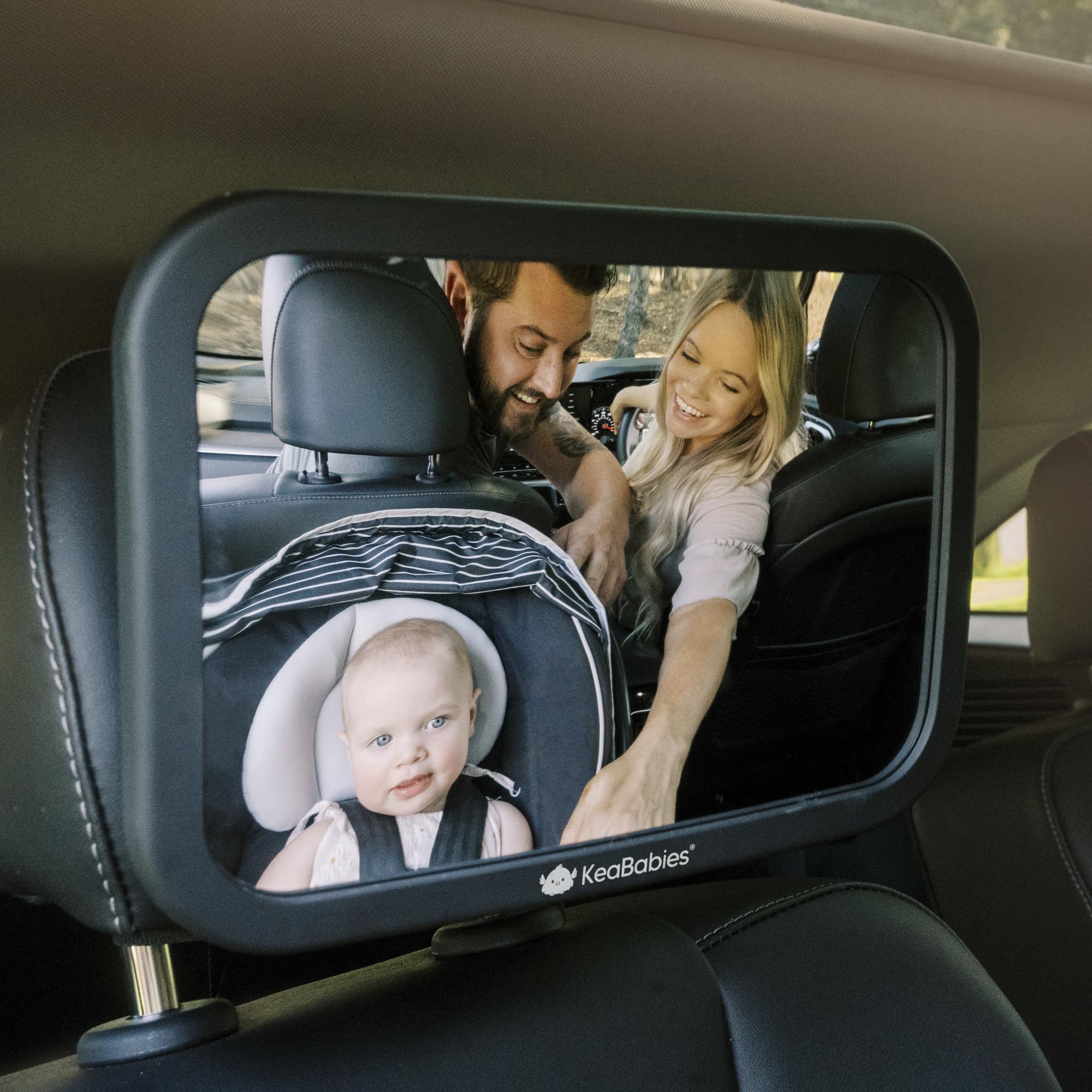 Large Shatterproof Baby Car Mirror - Safety Rear-Facing Car Seat Mirror for Back Seat - Fully Assembled Sleek Black Baby Car Mirror - Perfect for Travel and Daily Commutes with Infants