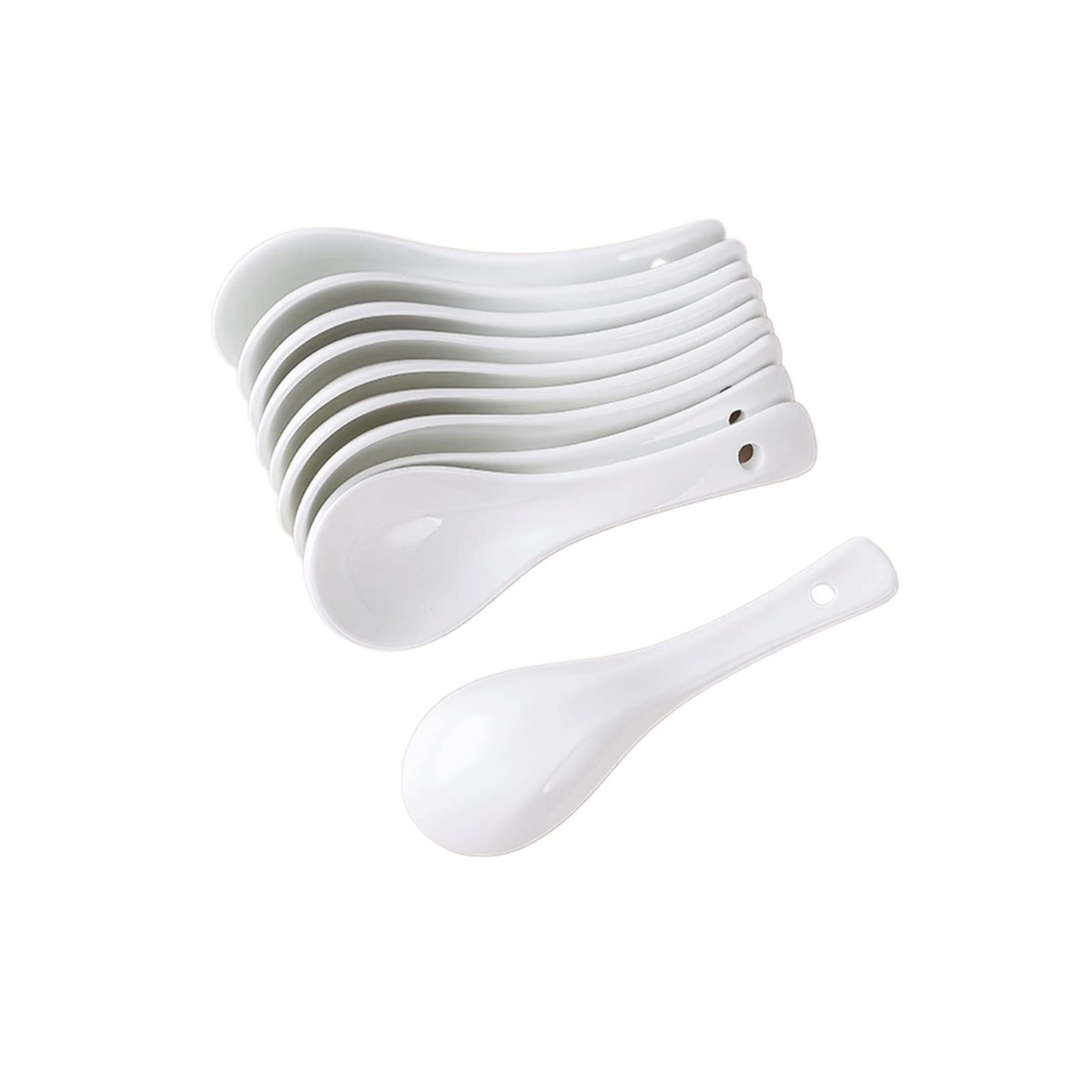 10-Piece Ceramic Spoon Set - Long Handle Rice & Soup Spoons for Home, Restaurant, Coffee - Perfect for Dining, Cooking, and Serving (Color: A)