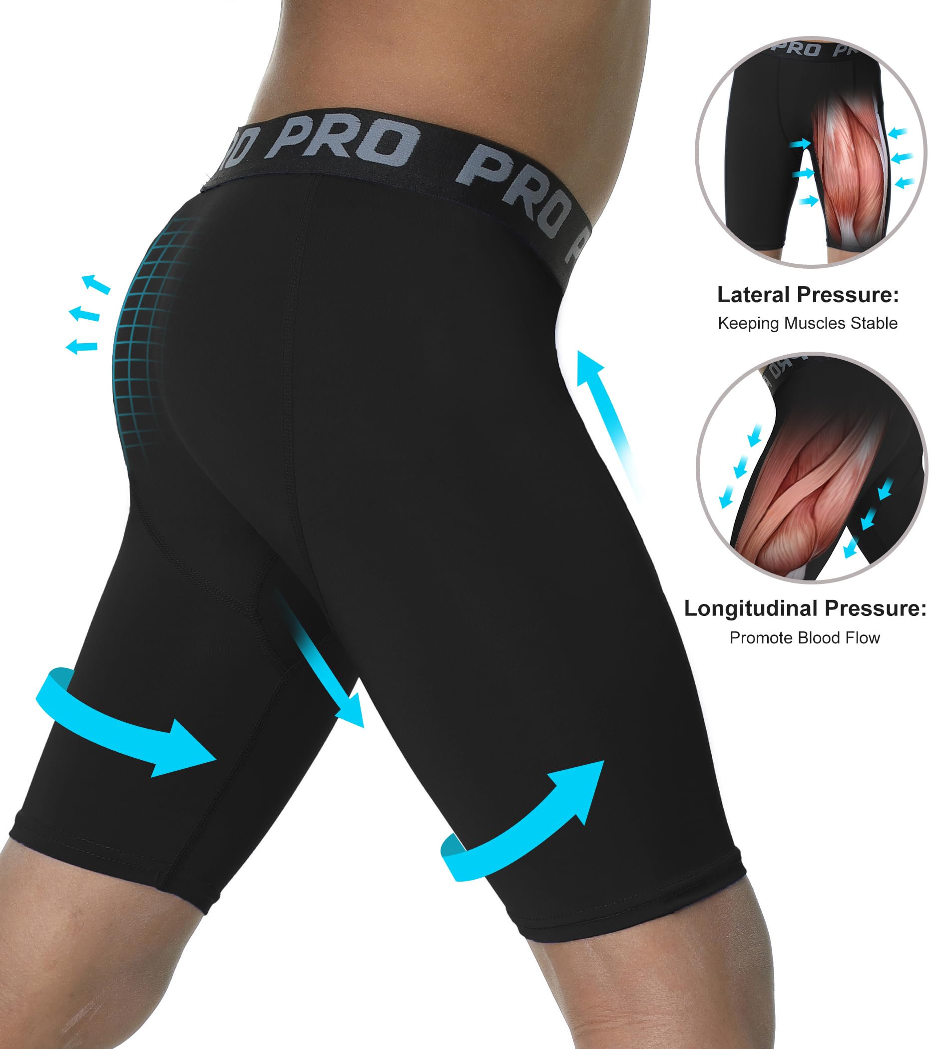 EXARUS Youth Boys Compression Shorts with Side Pockets - Moisture-Wicking Performance Athletic Underwear for Running, Soccer & Sports - Ideal for Training, Gym Workouts & Active Play