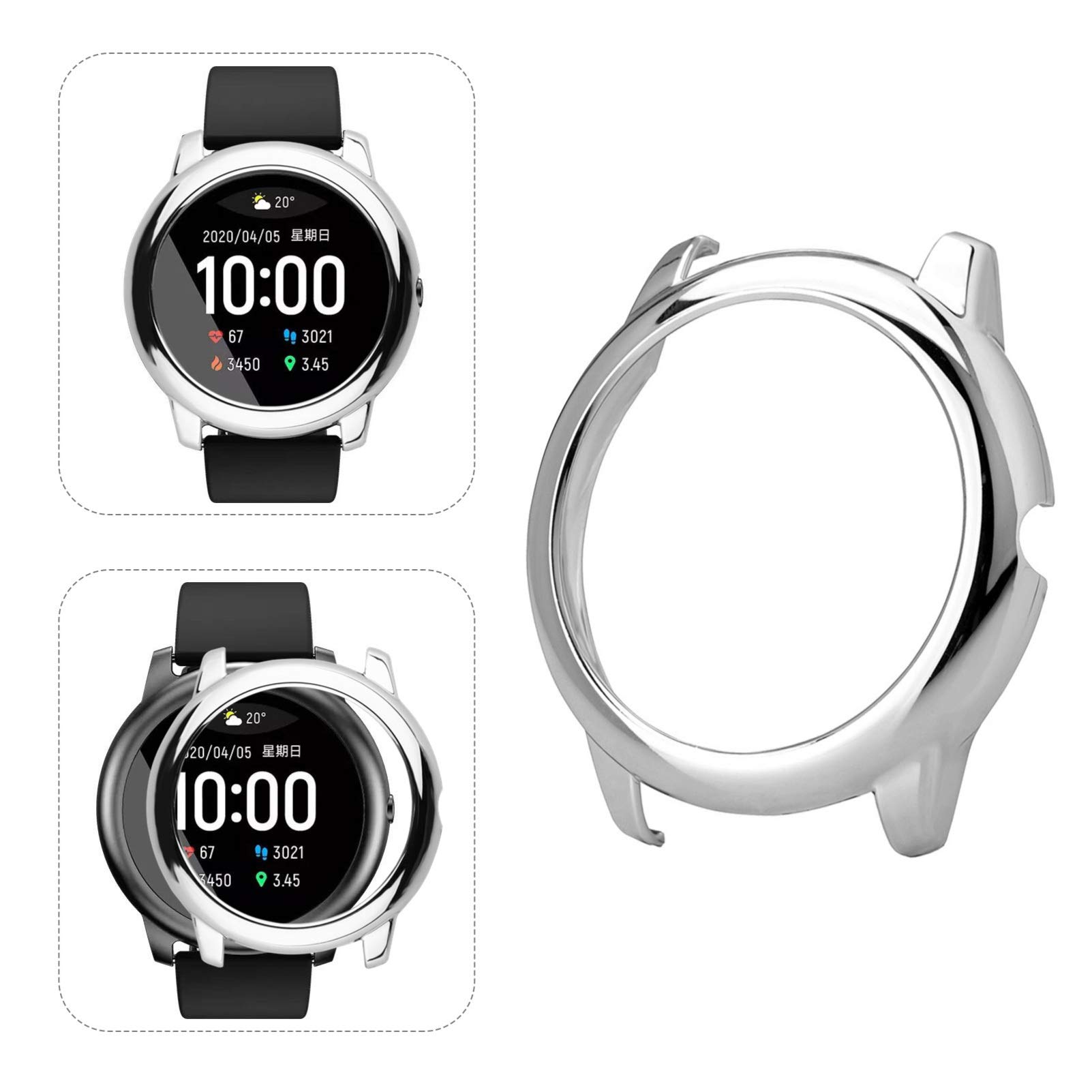 HemoBllo 1PC Shockproof Watch Protector Case Cover - Round Smartwatch Bumper Frame for Apple Watch, Samsung Galaxy Watch - Scratch & Drop Resistant for Workout, Running, Outdoor Activities