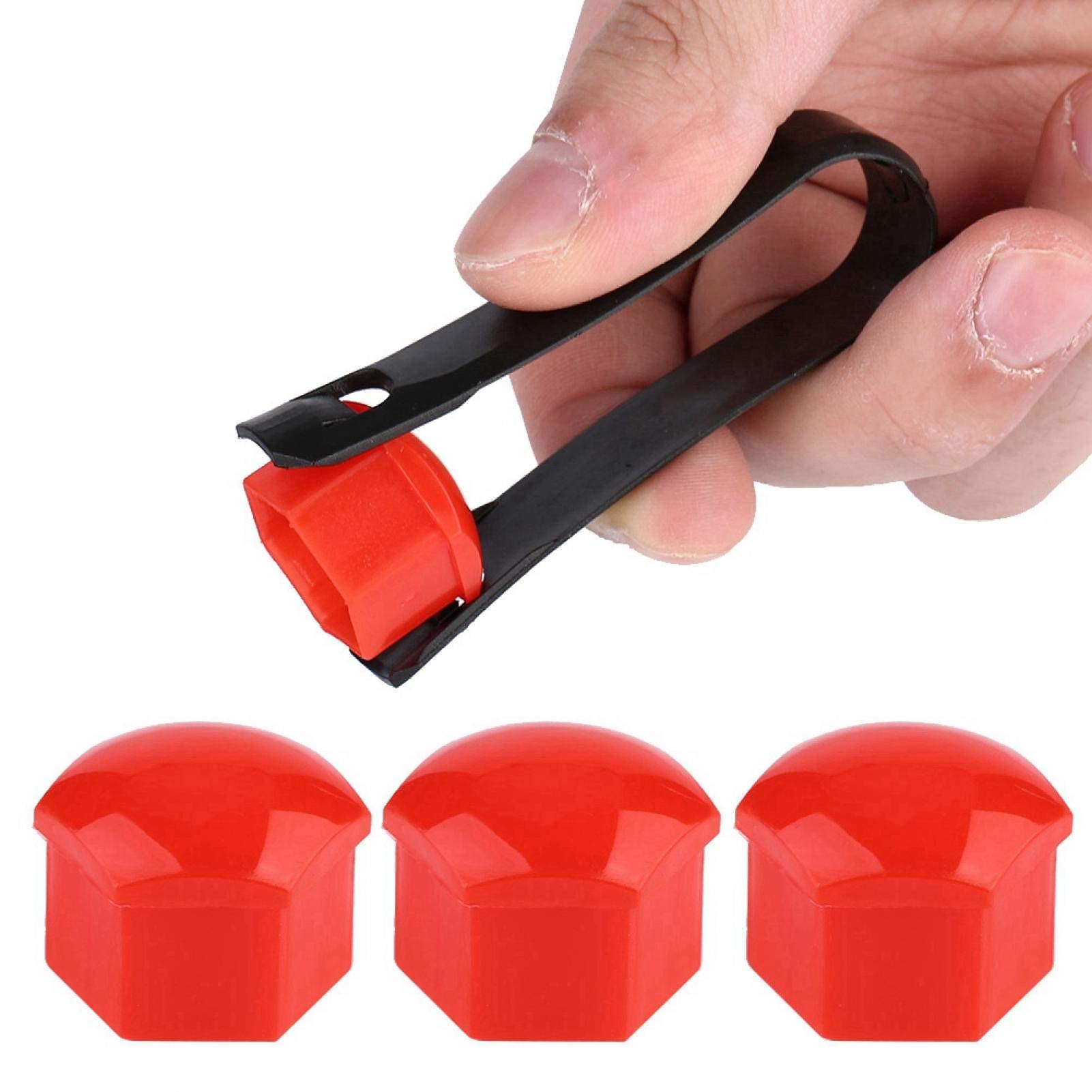 21mm Anti-Theft Wheel Nut Covers (20pcs, Red) - Secure Car Hub Screw Caps for Alloy Wheels - Perfect for Theft Prevention & Vehicle Aesthetics
