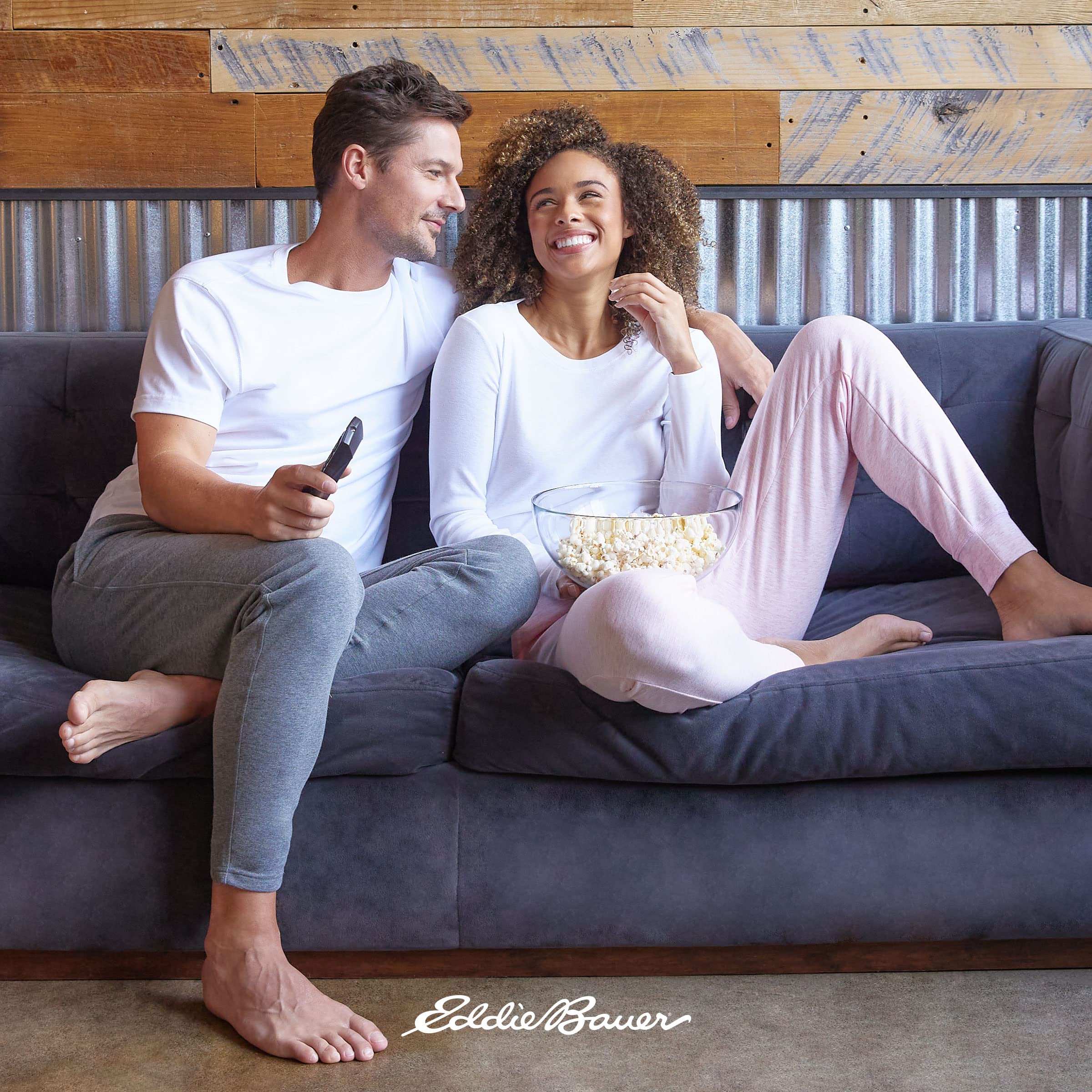Eddie Bauer Women's 4-Piece Pajama Set - Long Sleeve Crewneck Top & Jogger Pants - Soft Cotton Sleepwear for Lounge & Bedtime - Perfect for Relaxing at Home or Gift Giving
