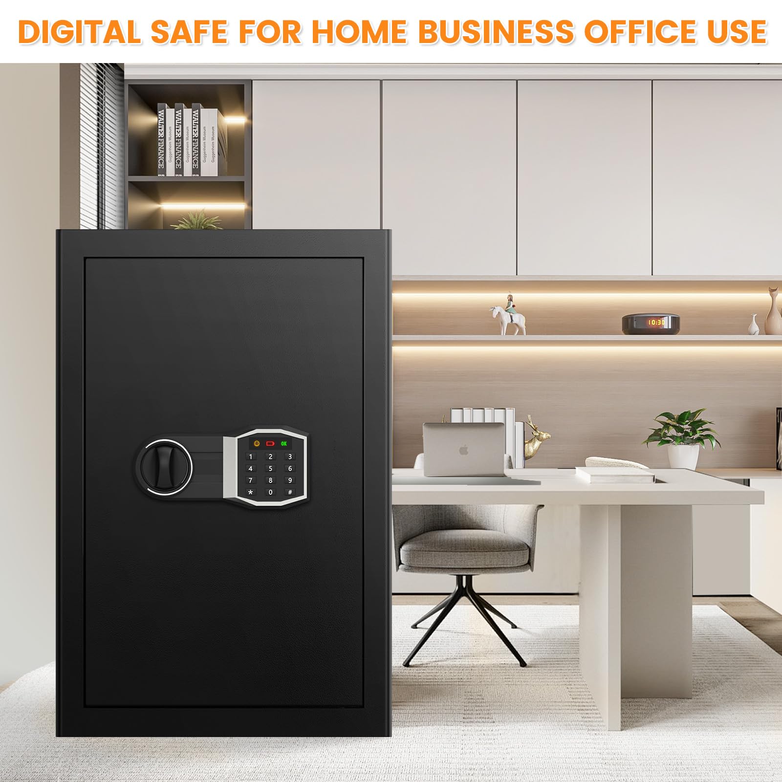 4.0 Cubic Feet Large Fireproof Waterproof Digital Safe Box with Combination Lock, Alarm System & Removable Shelf - Home Security Safe for Documents, Money & Valuables | Fire Resistant Protection for Office, Bedroom & Business Use