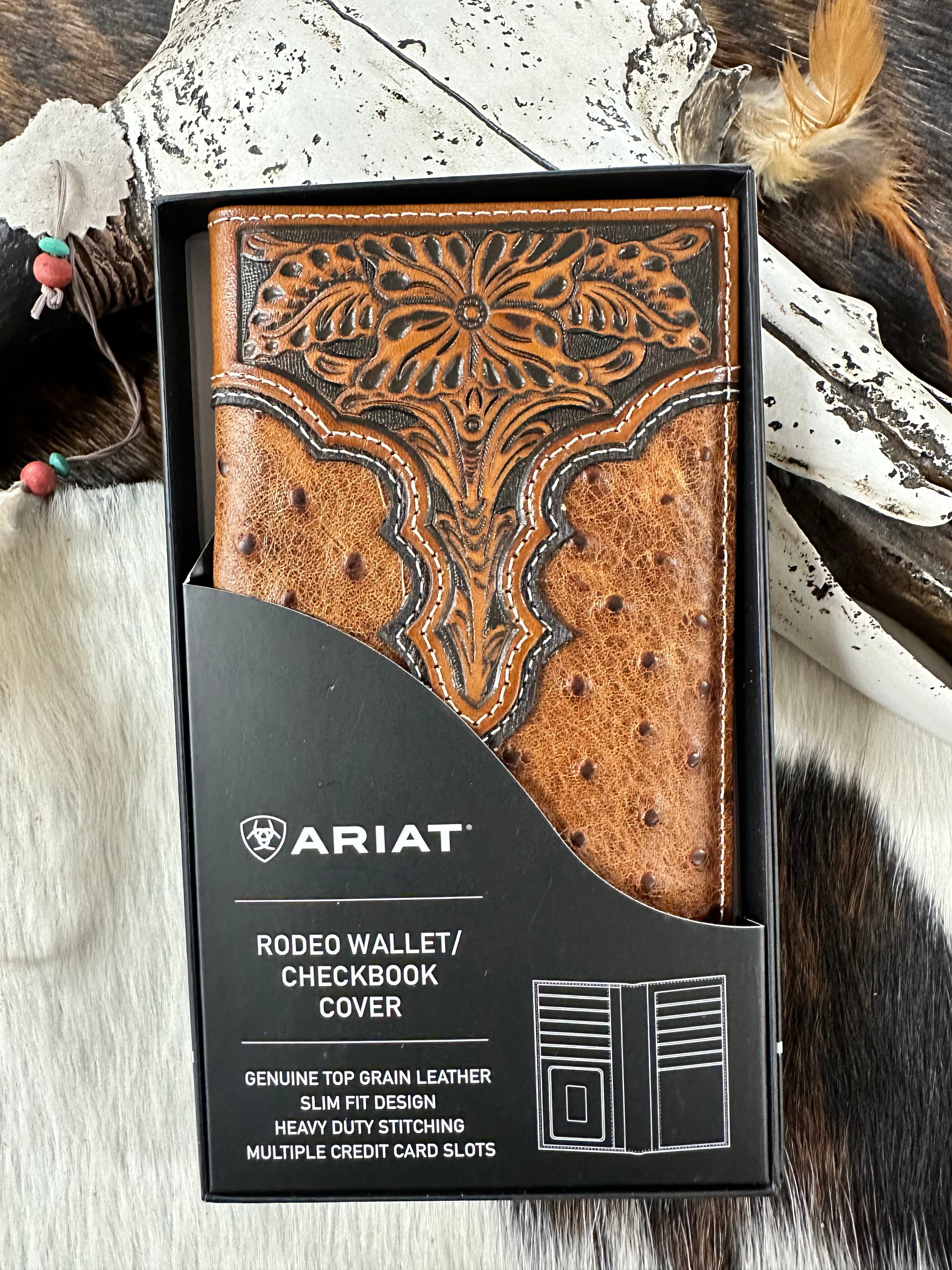 Ariat Men's Western Boots with Ostrich Pattern & Floral Embossed - Perfect for Cowboy Rodeo, Country Dancing and Western Fashion