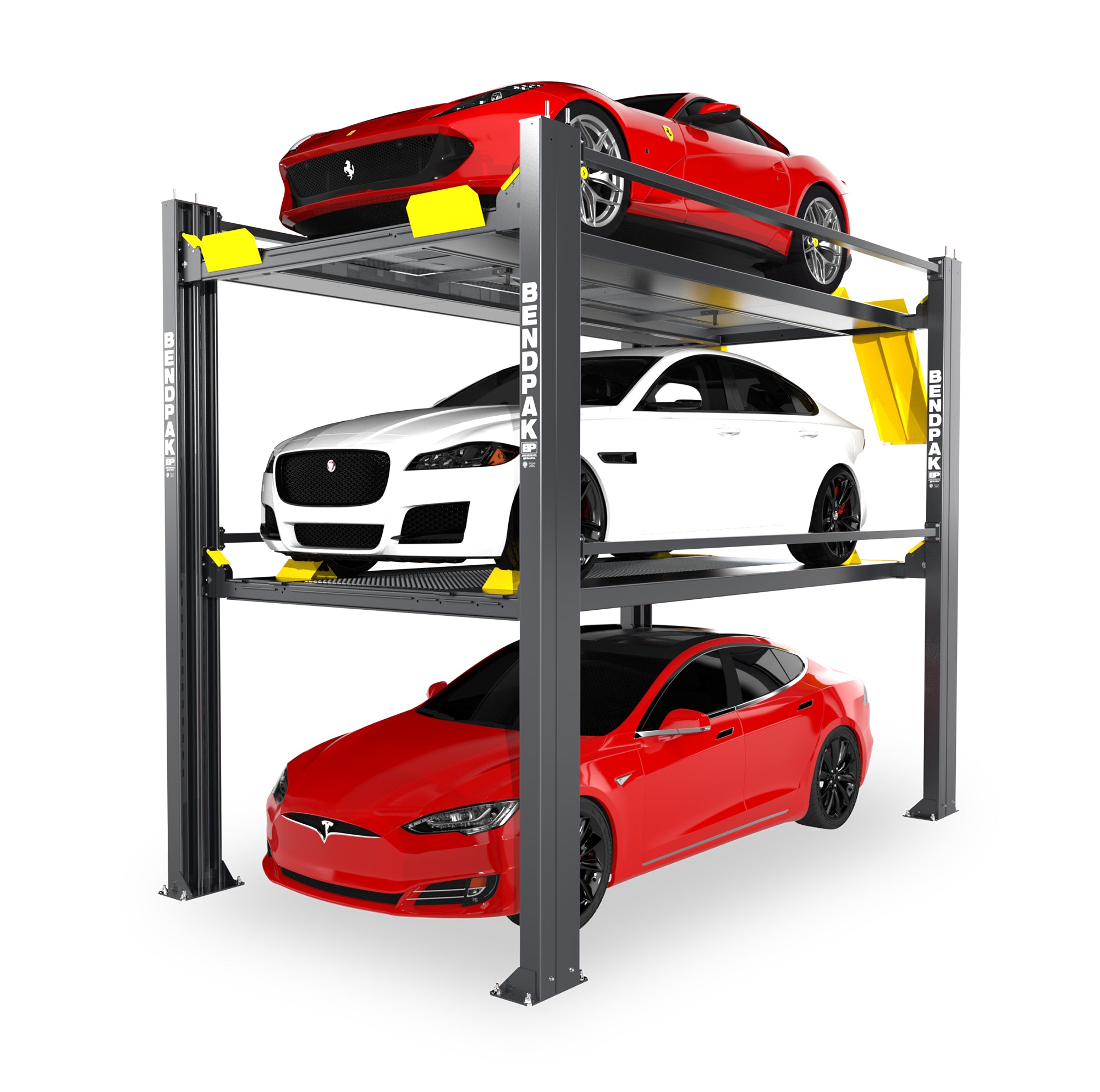 BendPak HD 973P 3-Post Tri-Level Car Lift for Auto Repair Shops & Garages - Heavy Duty Vehicle Parking Lift System for Cars, Trucks & SUVs - Perfect for Professional Mechanics & Home Garage Use