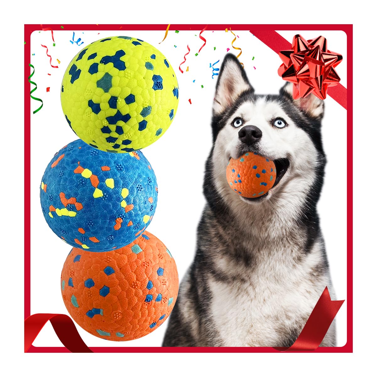 Indestructible Dog Tennis Balls - Ultra Durable Chew Proof Bouncy Toys for Aggressive Chewers | Interactive Fetch Game & Floating Water Toy for Large & Small Dogs | Perfect for Outdoor Play, Pool Fun & Training