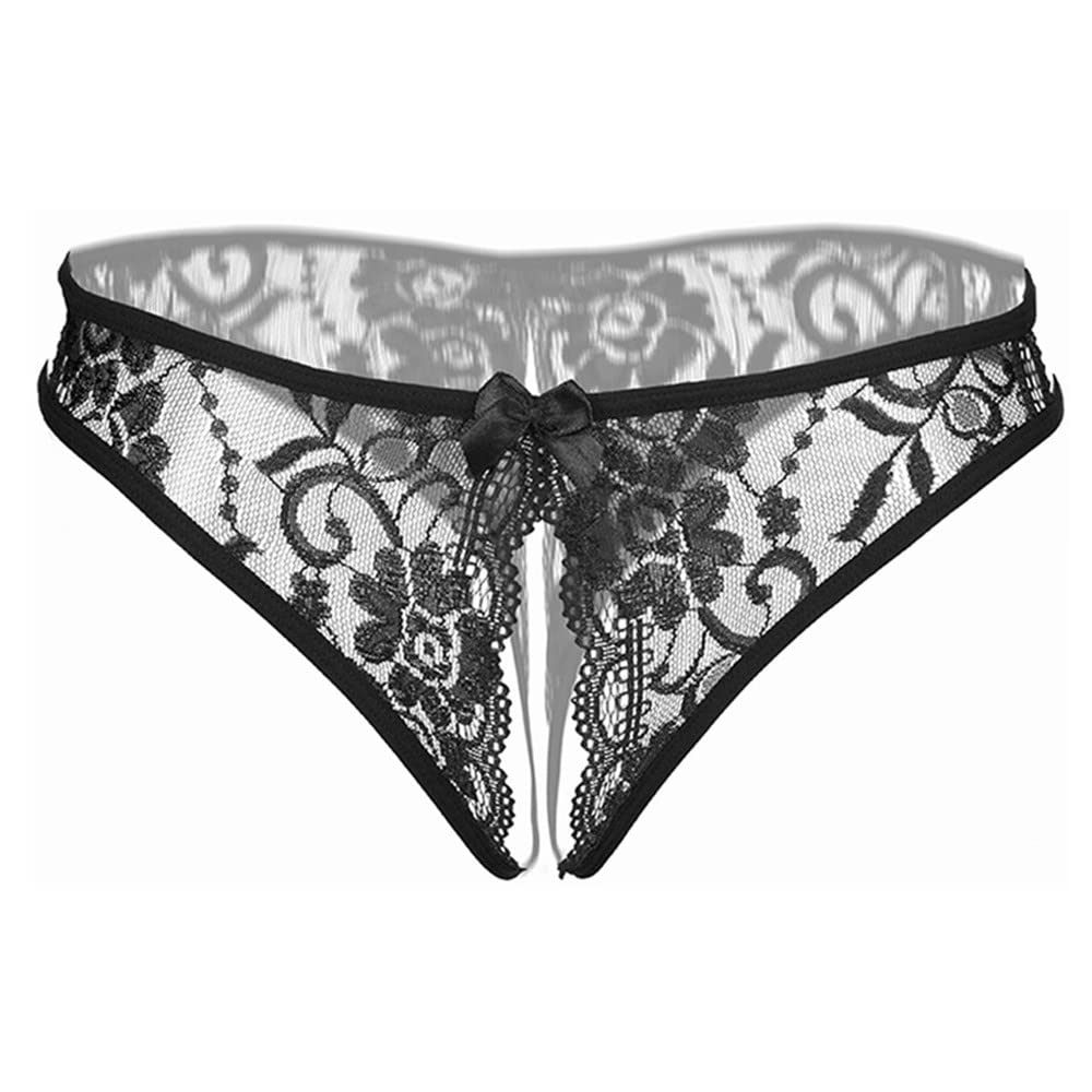 Sexy Women's Thong Panties - Floral Lace G-String Underwear with Hollow Out Bowknot Design | Perfect for Lingerie, Date Night & Sensual Occasions
