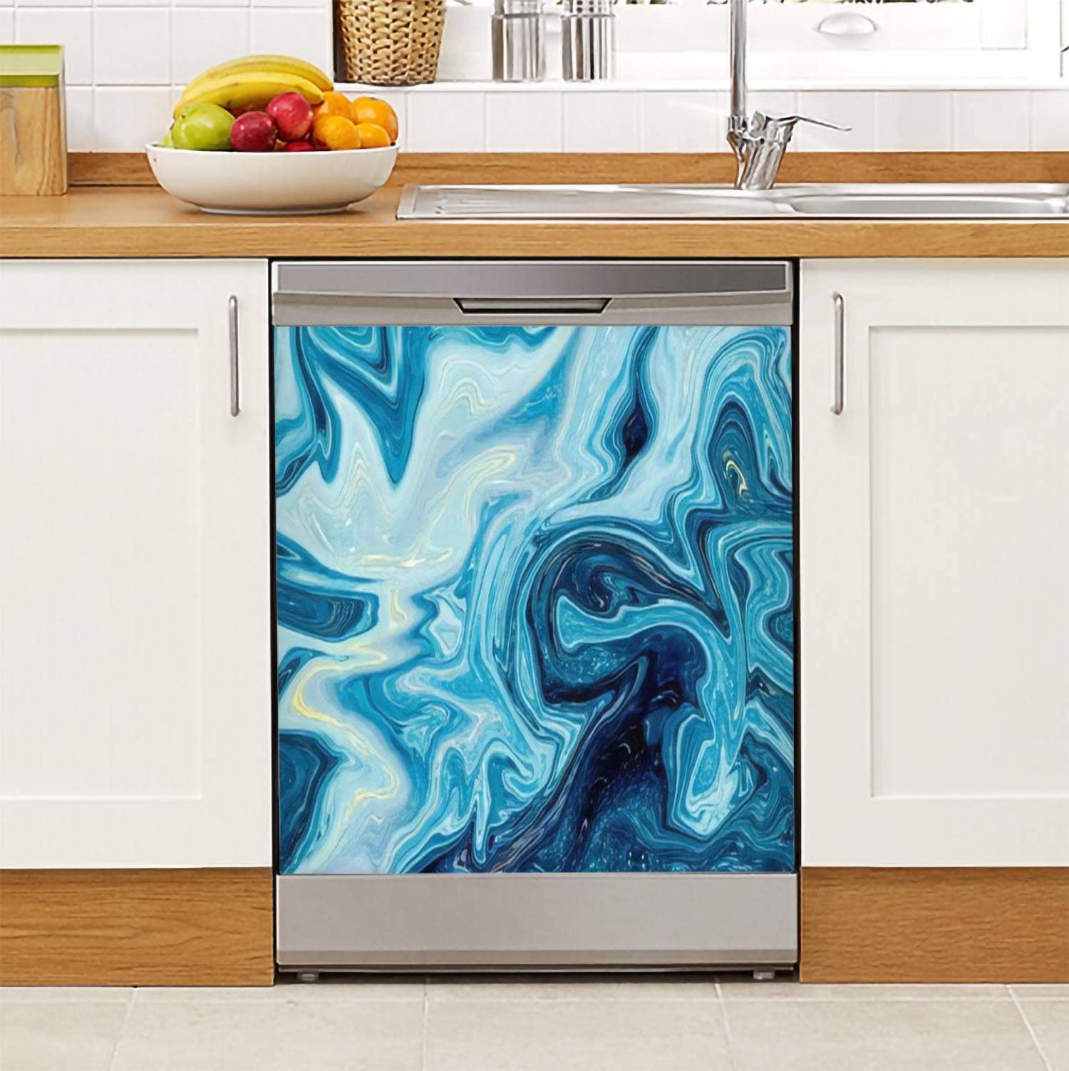 Blue Dishwasher Magnet Sticker with Colorful Circulation Patterns - 23x26in Magnetic Refrigerator Decal for Fridge, Metal Doors & Appliances | Home Kitchen Decor, Garage Organization & Office Use