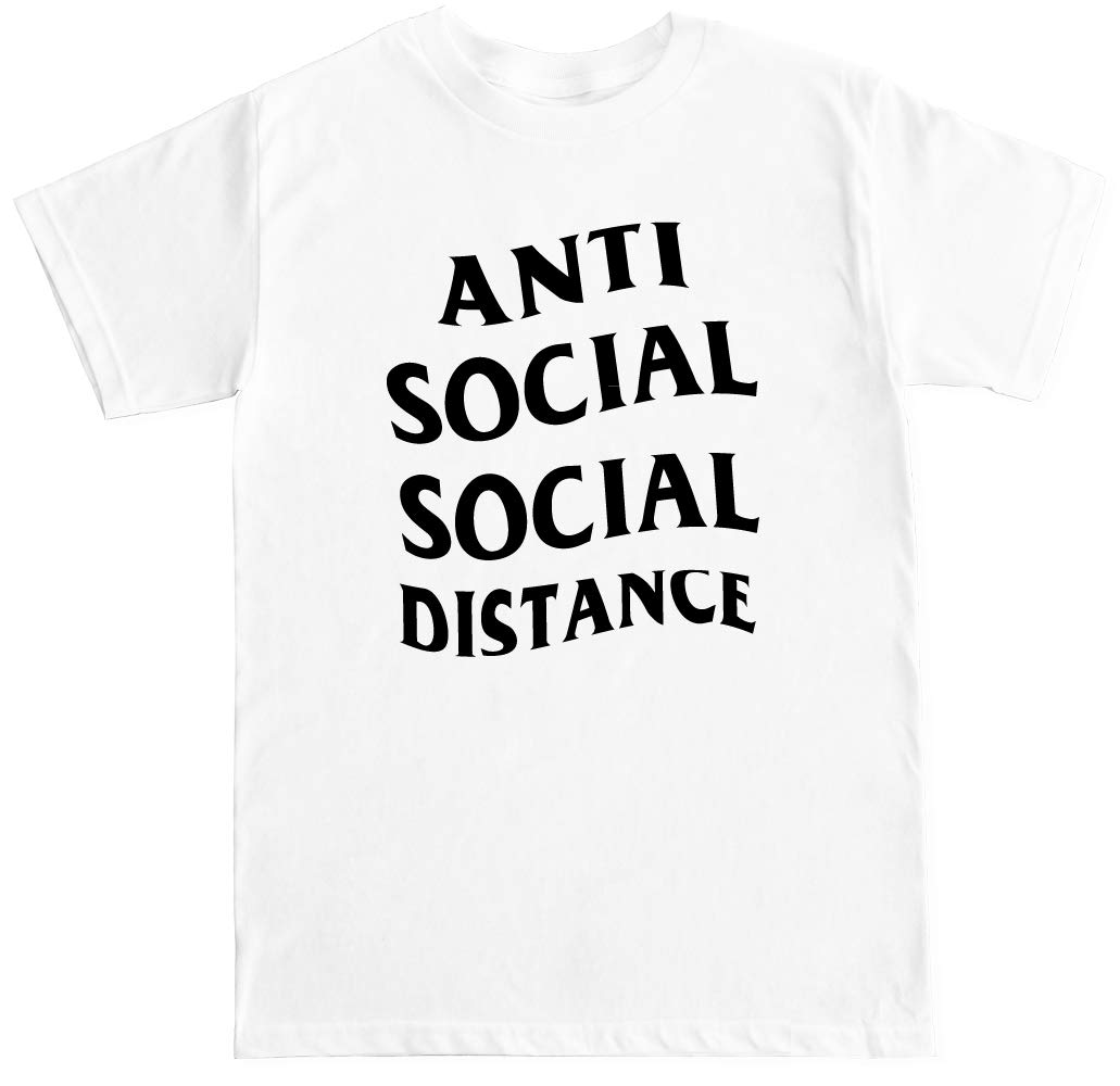 FTD Apparel Men's Anti Social Social Distance Graphic T-Shirt - Funny Slogan Tee for Casual Wear, Parties & Social Distancing