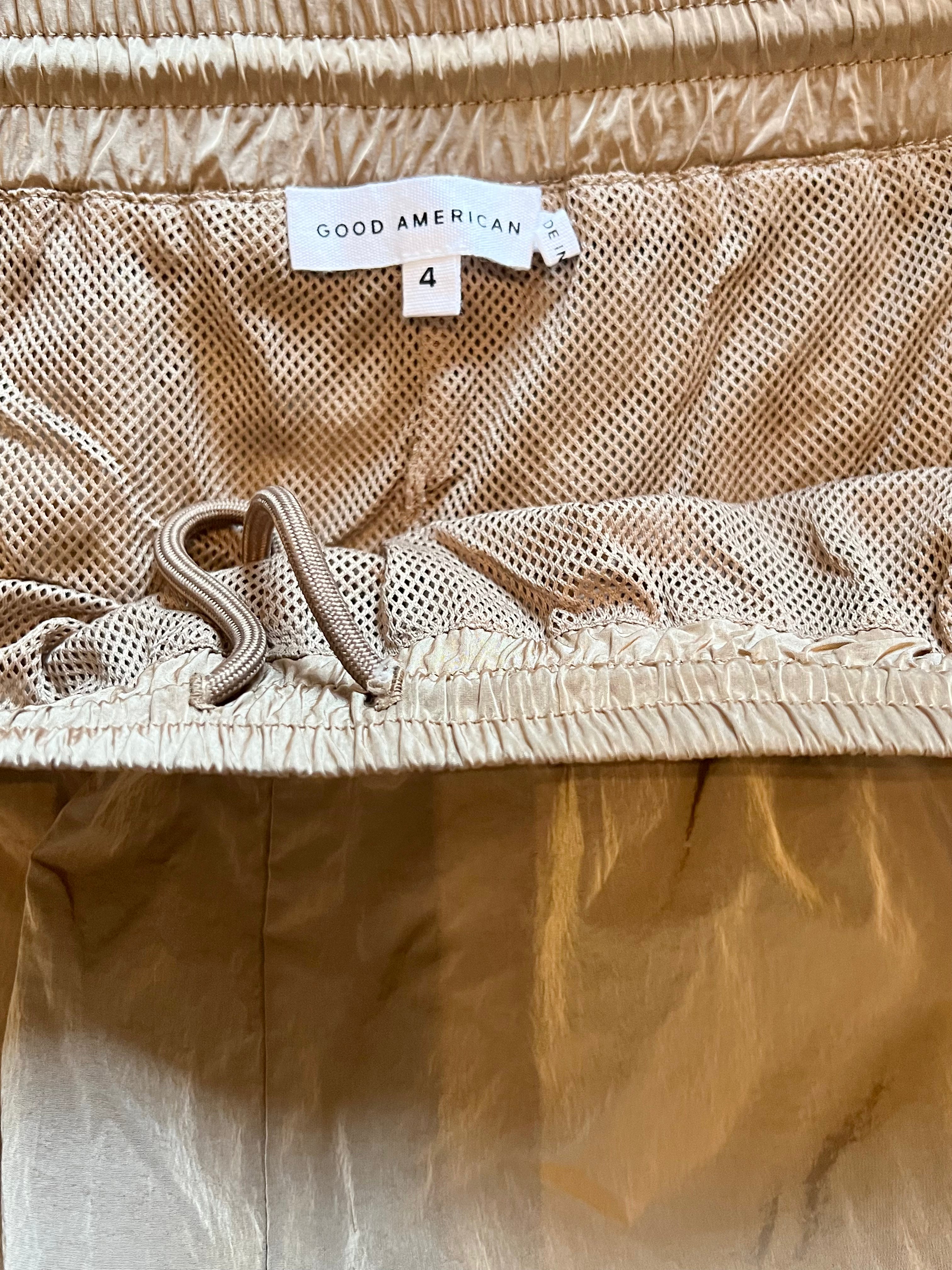 Good American Tan Size 4 Essential Track Pants - Women's High Waisted Joggers for Yoga, Running & Lounge Wear