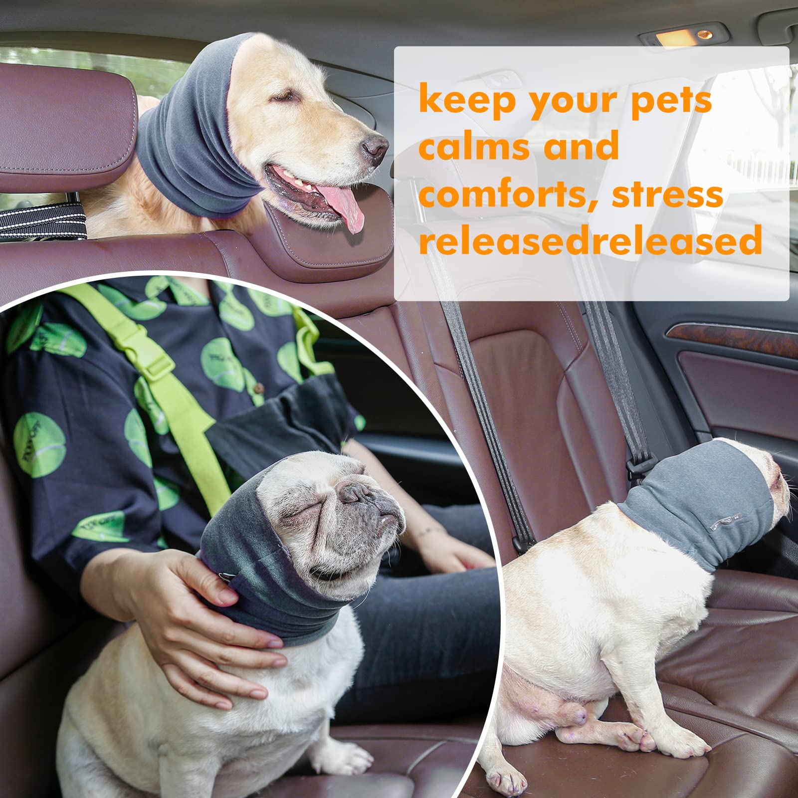 2 Pack Dog Ear Muffs & Snood Set - Noise Cancelling Ear Wraps for Dogs, Anxiety Relief Hoodie with Neck & Ears Protection - Soft Warm Pet Accessories for Calming Nervous Dogs (Blue, Small) - Perfect for Fireworks, Thunderstorms & Travel Anxiety