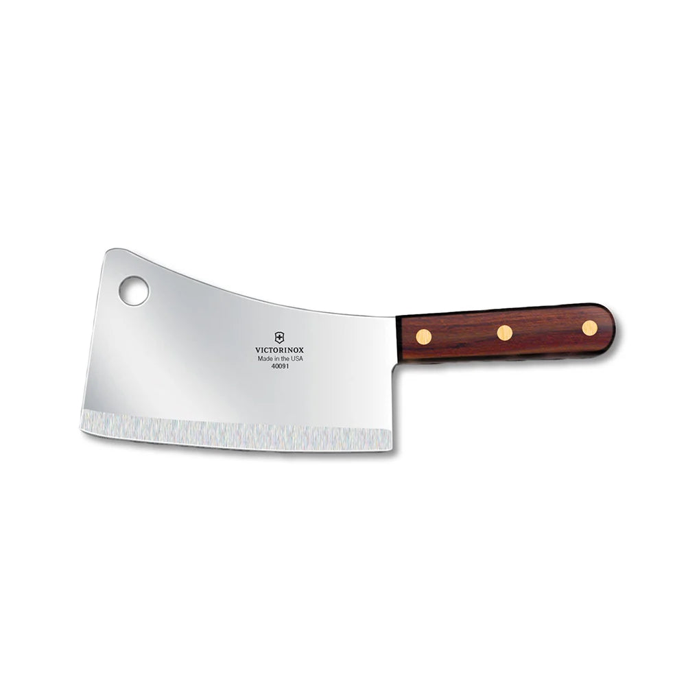 Victorinox Swiss Army Cleaver Knife with Premium Walnut Handle - Heavy Duty Kitchen Knife for Chopping, Slicing & Meat Cutting