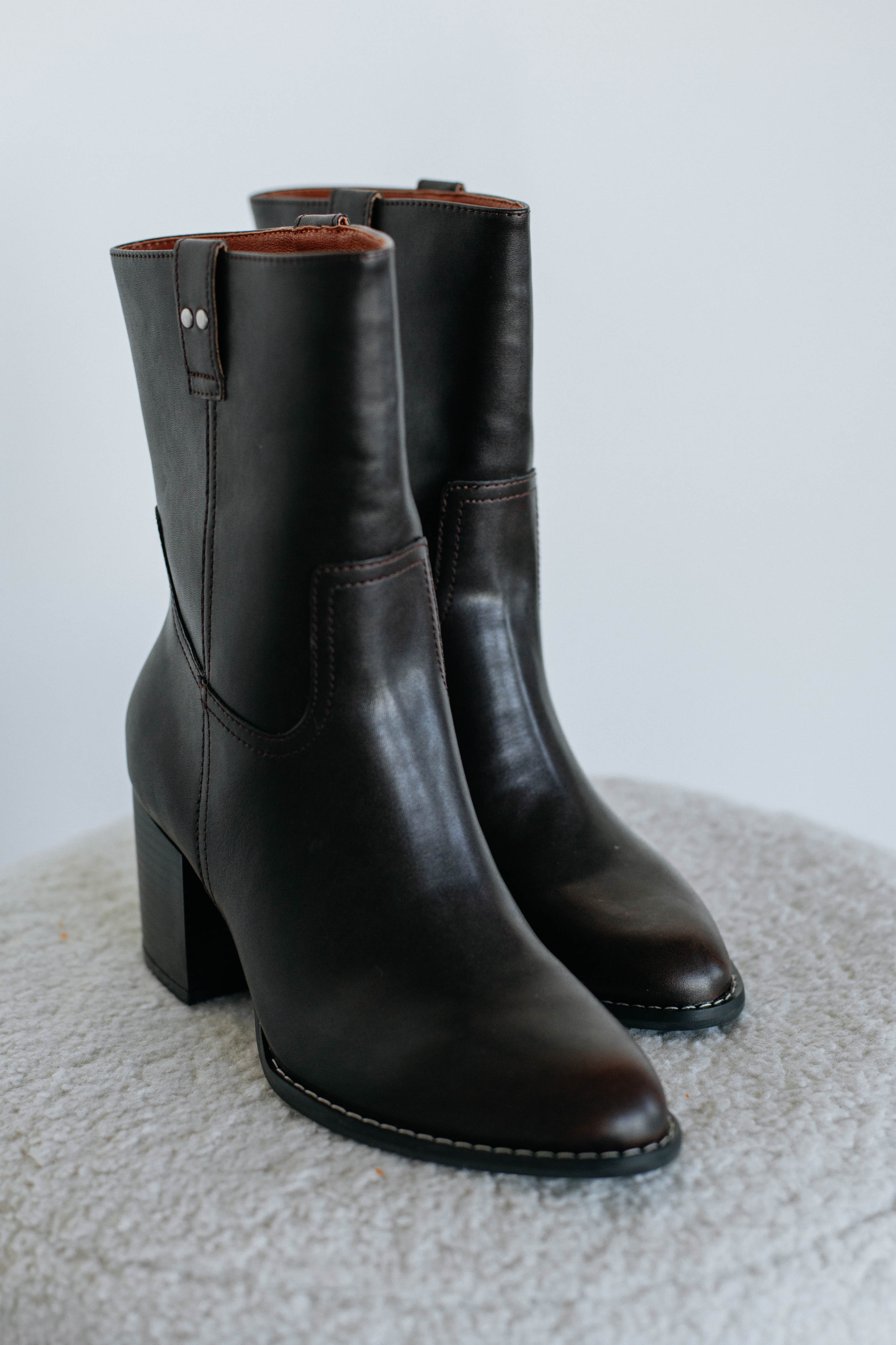 Walking A Fine Line Boots - Stylish Coffee Brown Leather Boots for Women | Perfect for Casual Outings, Work & Outdoor Adventures