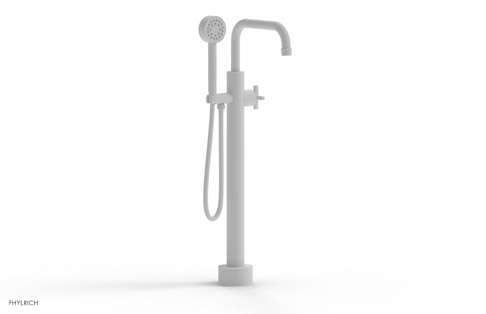 HEX MODERN Low Floor Mount Tub Filler with Cross Handle & Hand Shower - Model 501 54 03 - Perfect for Contemporary Bathroom Renovations and Spa-Like Shower Experiences