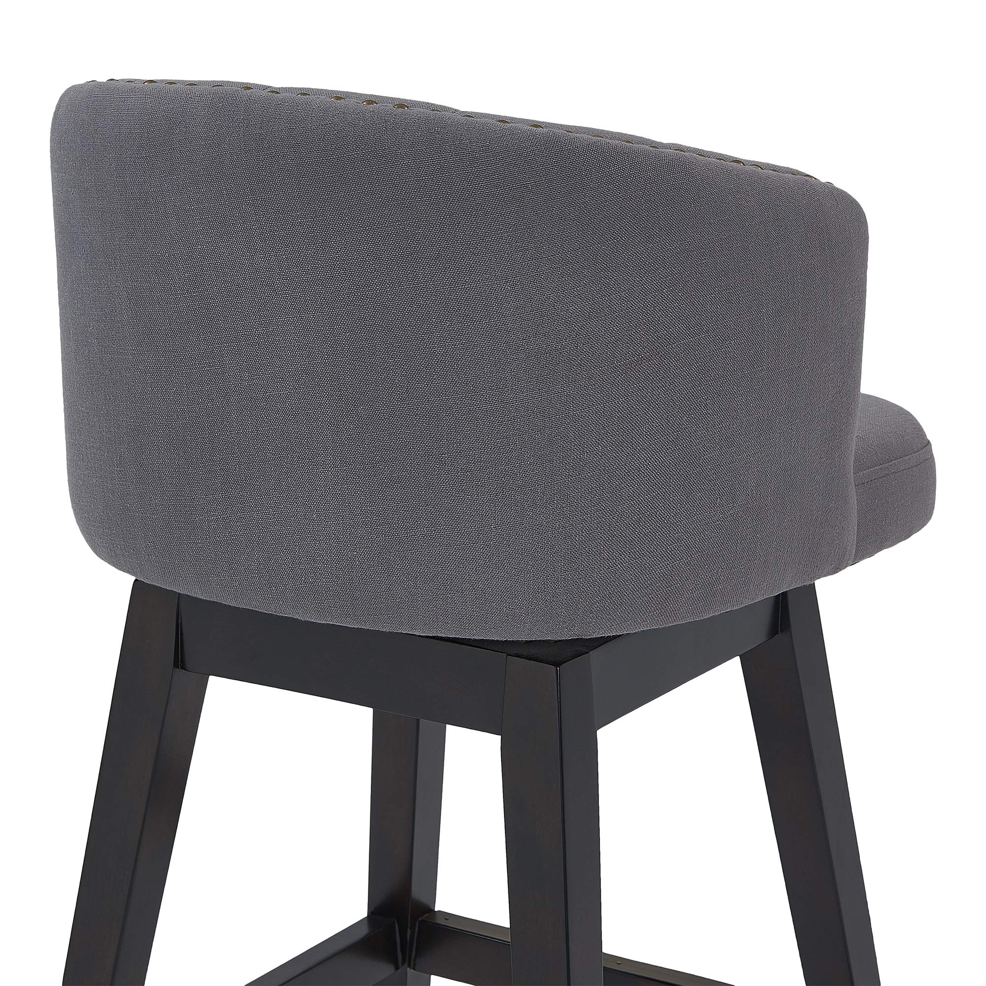 Armen Living Westchester Tufted Swivel Bar Stool - 26 Inch Counter Height Kitchen Stool with Upholstered Seat in Gray - Perfect for Kitchen Islands, Breakfast Bars and Home Decor