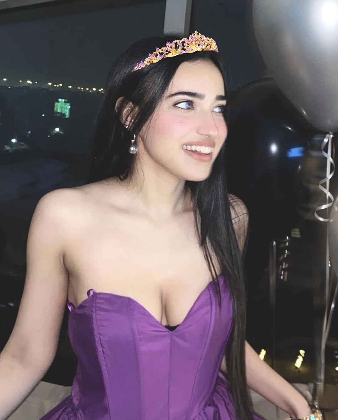 TOBATOBA Purple Tiara Crown for Women & Girls - Elegant Wedding Princess Crown for Bridal, Prom, Quinceañera, Birthday & Halloween Hair Accessories | Perfect for Royal-Themed Parties, Cosplay & Special Occasions