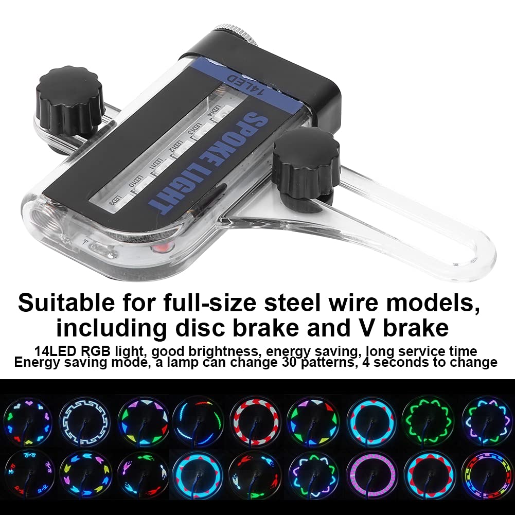 Keenso Mountain Spoke Lights - 14LED RGB Rechargeable Bicycle Wheel Lights, Dual Side Waterproof Cycling Accessories for Night Riding, Commuting & Outdoor Adventures
