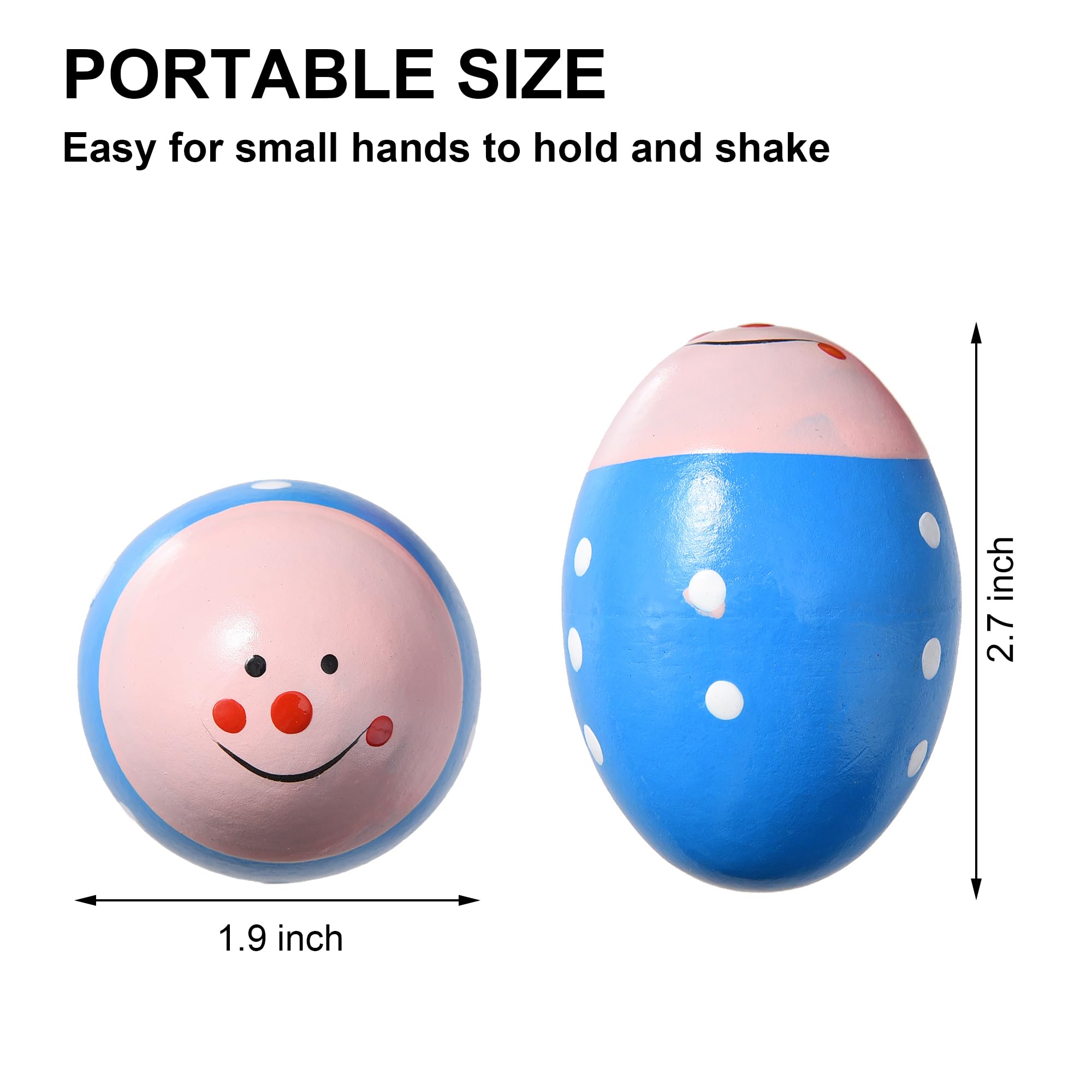 6 Pcs Wooden Easter Egg Shakers - Musical Percussion Instruments for Kids & Babies, Easter Basket Stuffers & Valentine's Day Gifts - Perfect for Easter Egg Hunts, Classroom Activities & Sensory Play