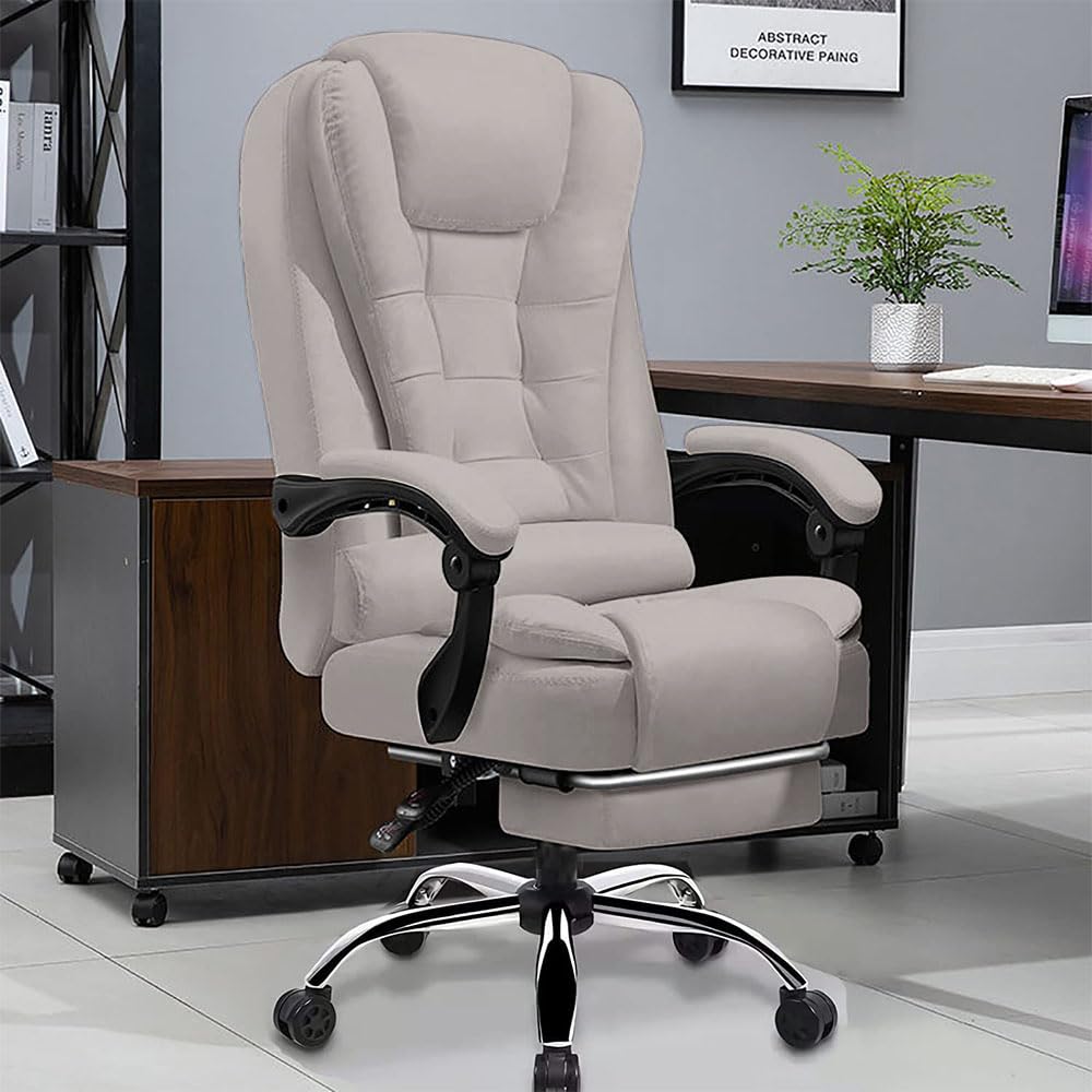 Ergonomic High Back Office Chair with Footrest - Big and Tall Computer Gaming Chair for Home & Work - Adjustable Lumbar Support Executive Desk Chair for Long Hours Sitting (Ideal for Gaming, Remote Work & Office Use)