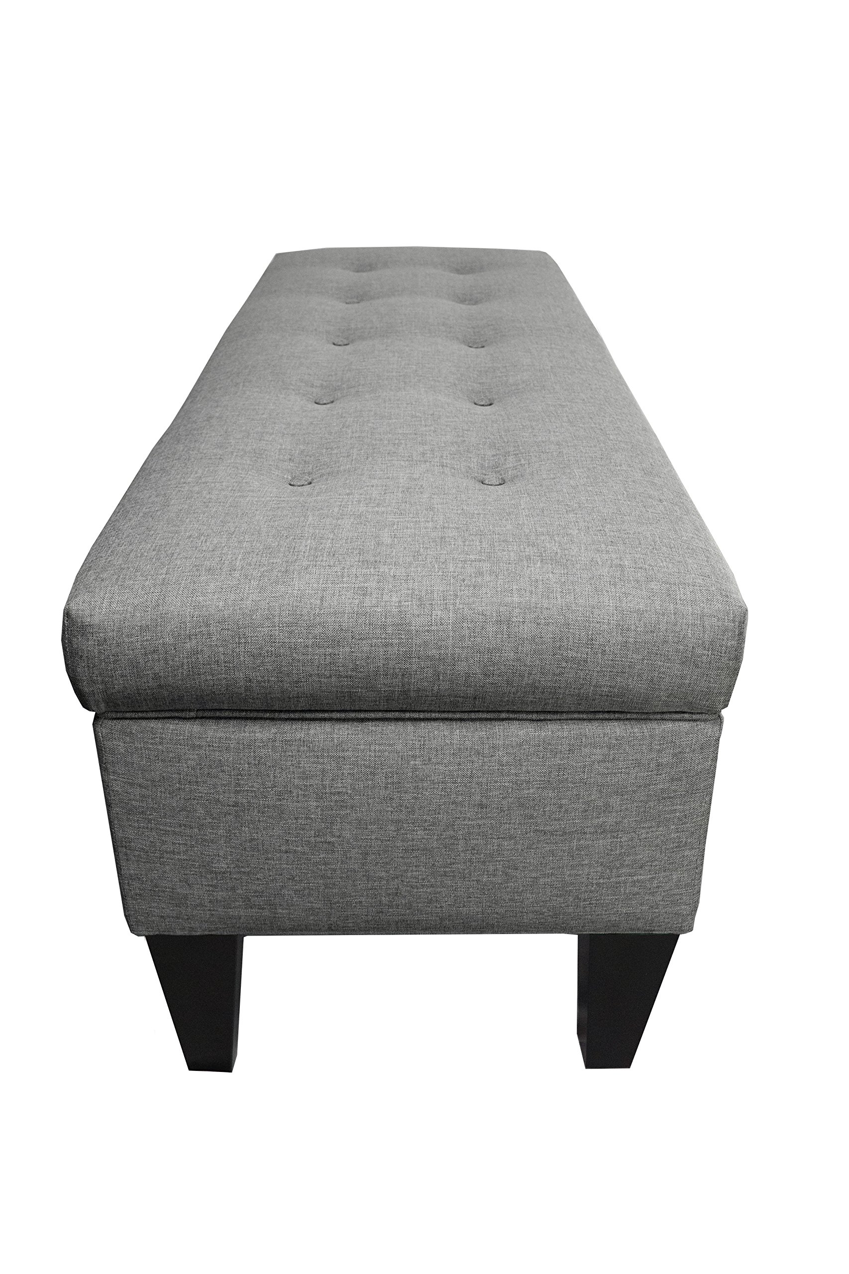 MJL Furniture Designs Brooke Collection Diamond Tufted Upholstered Long Bedroom Storage Bench with Lift Top, Sandy Series, Gray - Perfect for Bedroom Seating, Entryway Decor, and Extra Storage Space