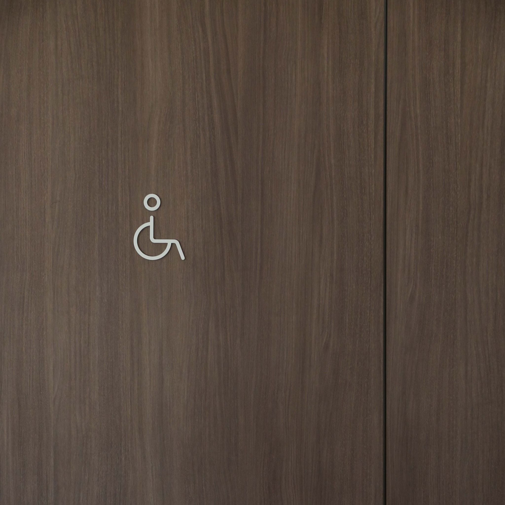 DESIGNSTUFF ADA Compliant Restroom Sign - White Plastic Accessibility Sign for Bathroom, Toilet, and Public Facilities
