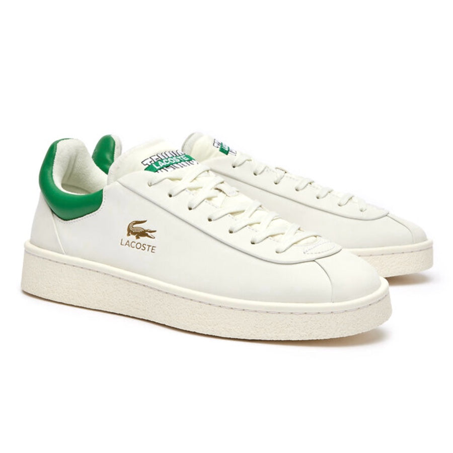 Lacoste Men's Baseshot Sneakers - Off White & Classic Green | Casual & Athletic Shoes for Men | Perfect for Running, Walking & Everyday Wear