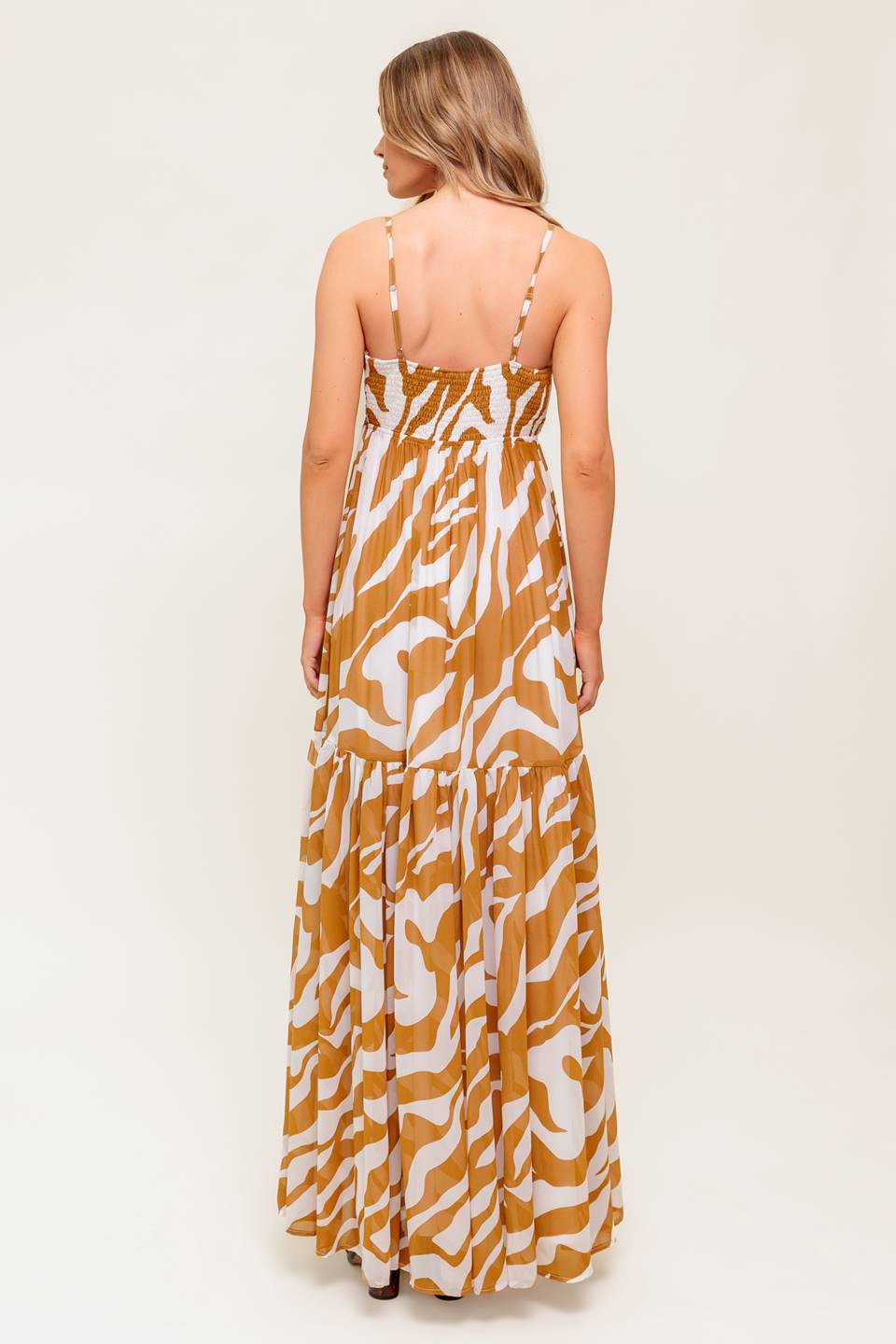 Stylish Cammie Zebra Print Maxi Dress for Women - Trendy Animal Print Long Dress for Summer, Beach, and Casual Outings