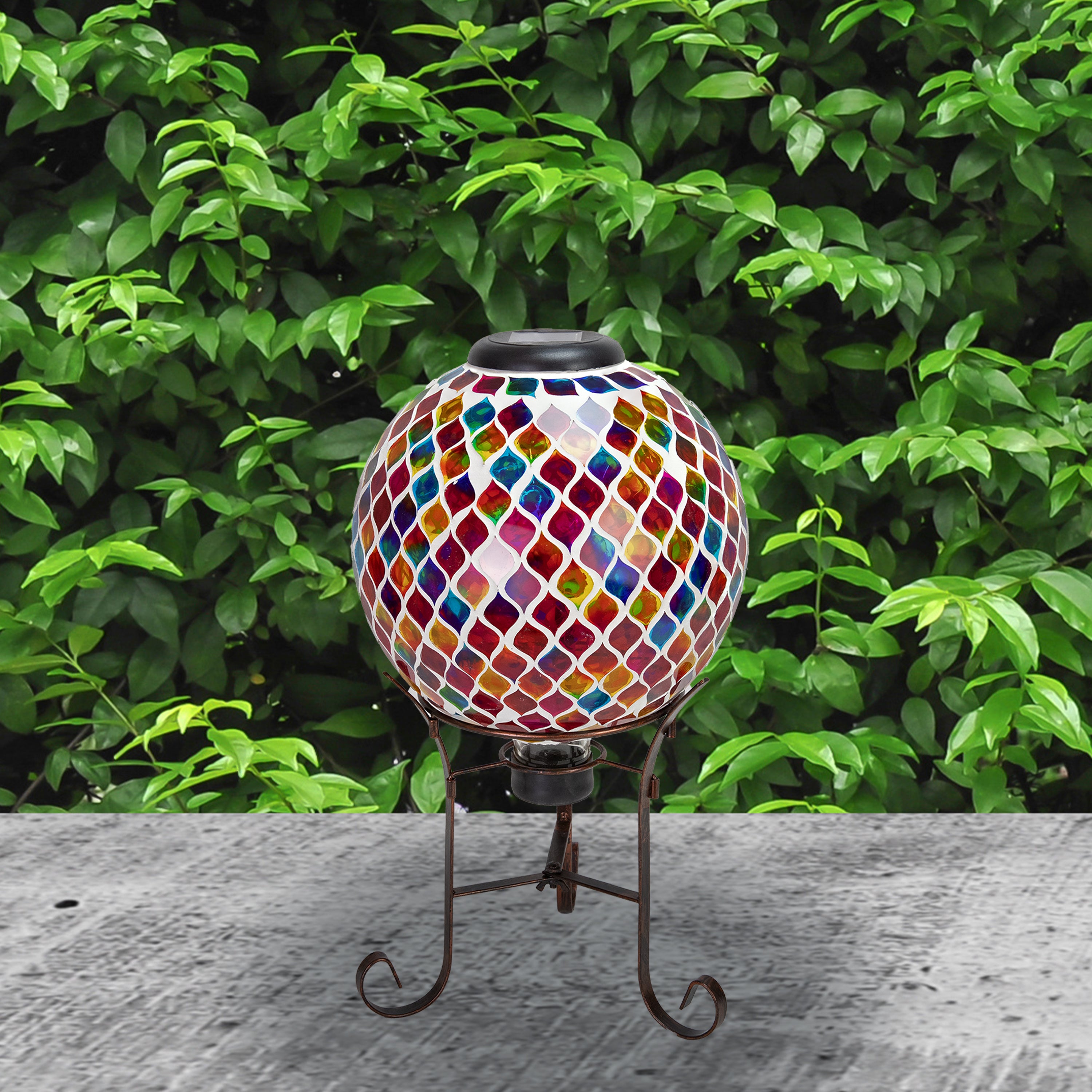 Sunnydaze 10-Inch Glass Mosaic Solar Garden Gazing Globe - Decorative Outdoor Sphere for Garden, Patio, Yard & Landscape Decor | Solar-Powered Light for Nighttime Ambiance