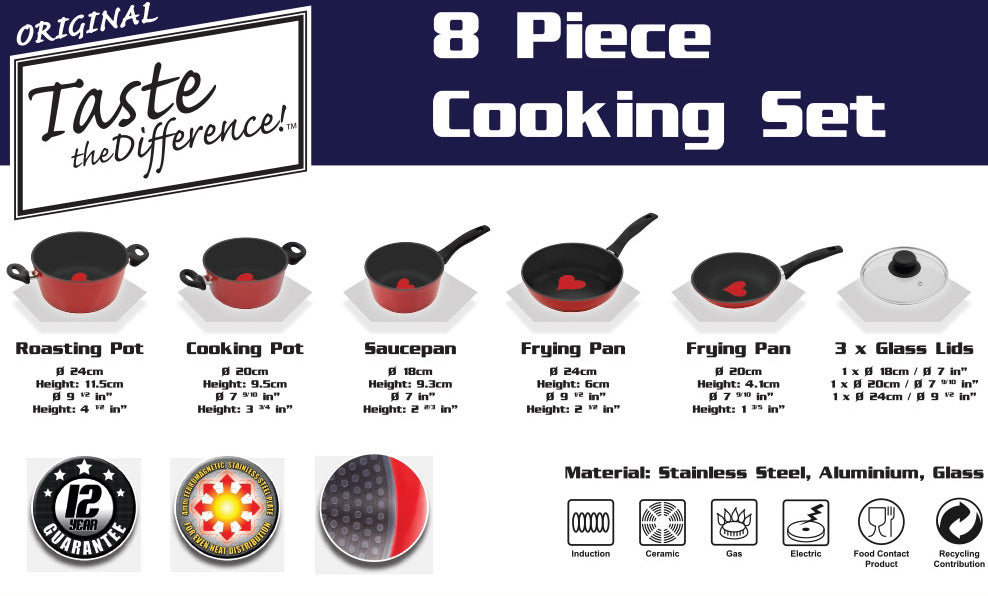 Premium 8-Piece Non-Stick Cookware Set - Durable & Even Heat Distribution for Professional Cooking | Perfect for Frying, Sautéing & Everyday Kitchen Use