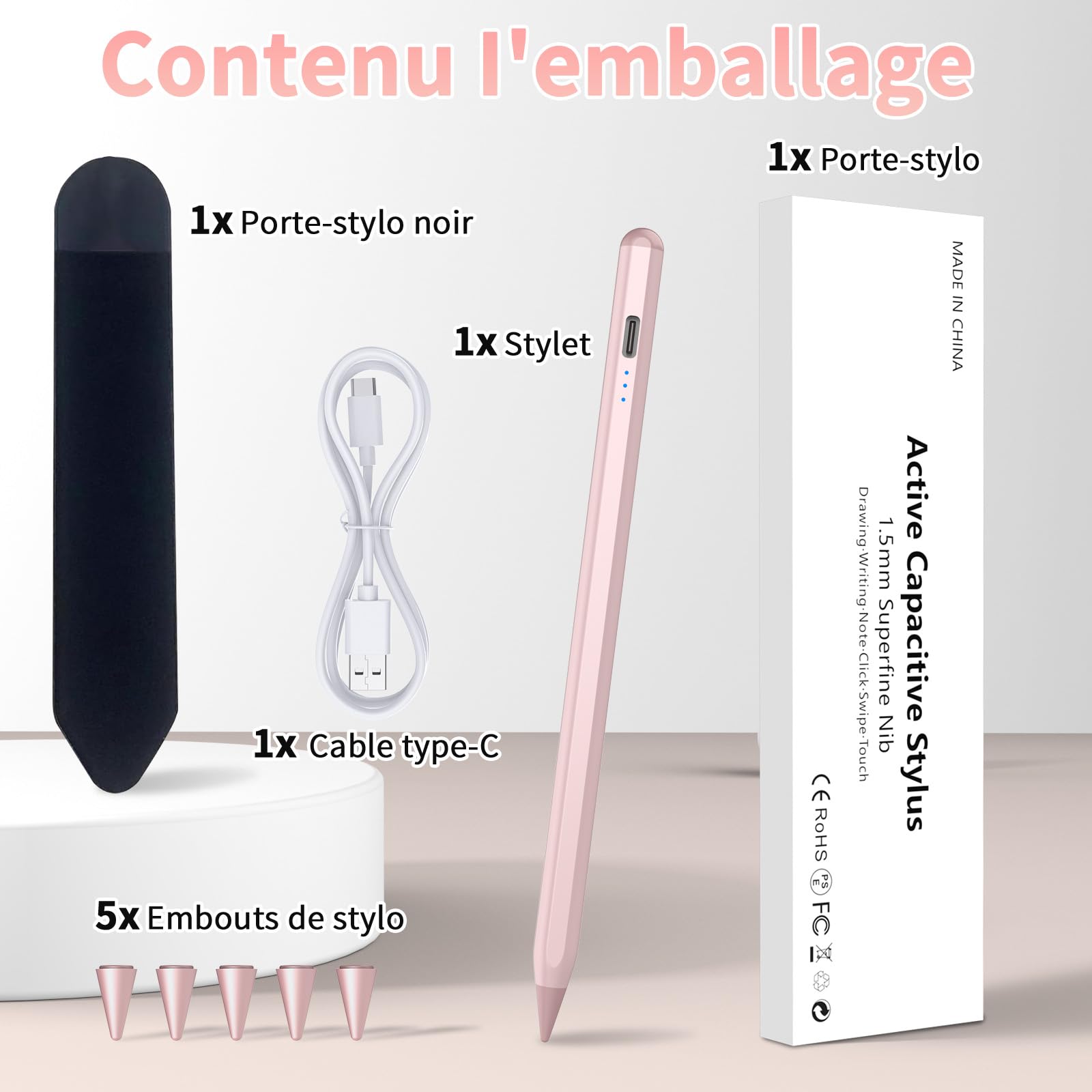 Apple Pencil Alternative for iPad (2018-2024) - Fast Charging Stylus with Magnetic Attachment - Compatible with iPad Pro 11/12.9