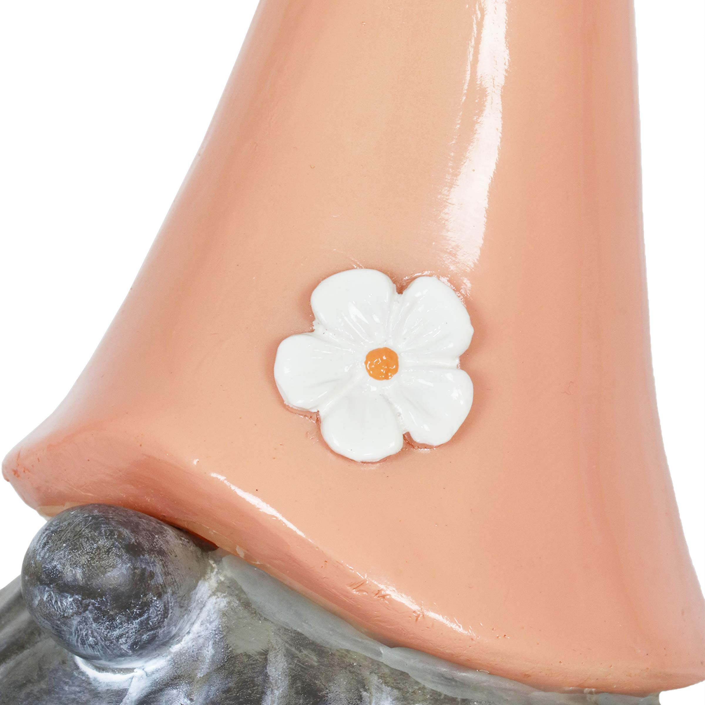 Exhart Solar-Powered Meditating Yoga Garden Gnome Statue with LED Flower Hat – 7 x 11.5 Inch Peach Outdoor Decor for Zen Gardens, Patios & Backyards