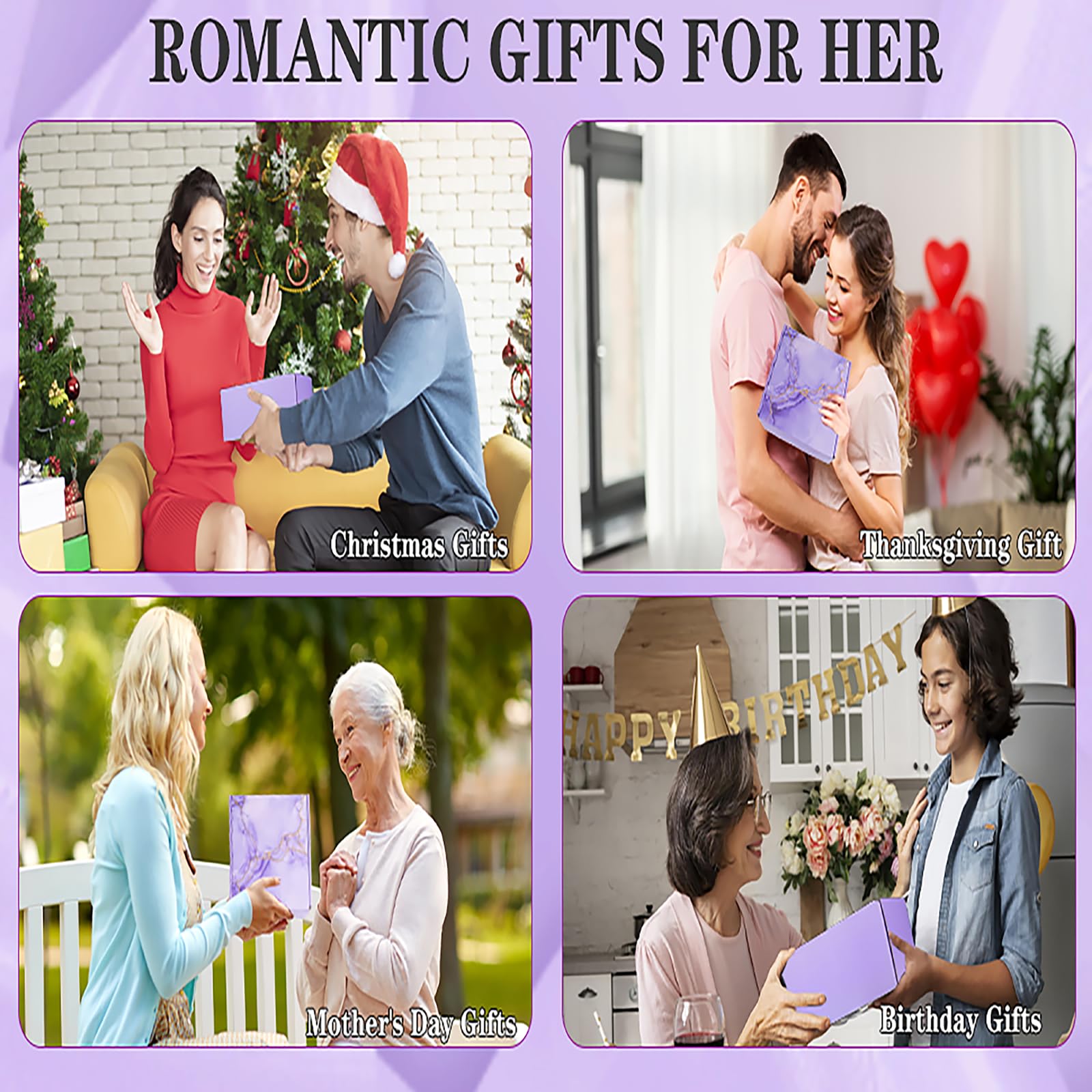 Relaxing Spa Gift Basket Set for Women - Perfect Birthday, Mother's Day & Christmas Present for Her, Mom, Sister, Wife, Girlfriend or Coworker | Purple Bath & Body Luxury Gift Box for Stress Relief & Self-Care at Home